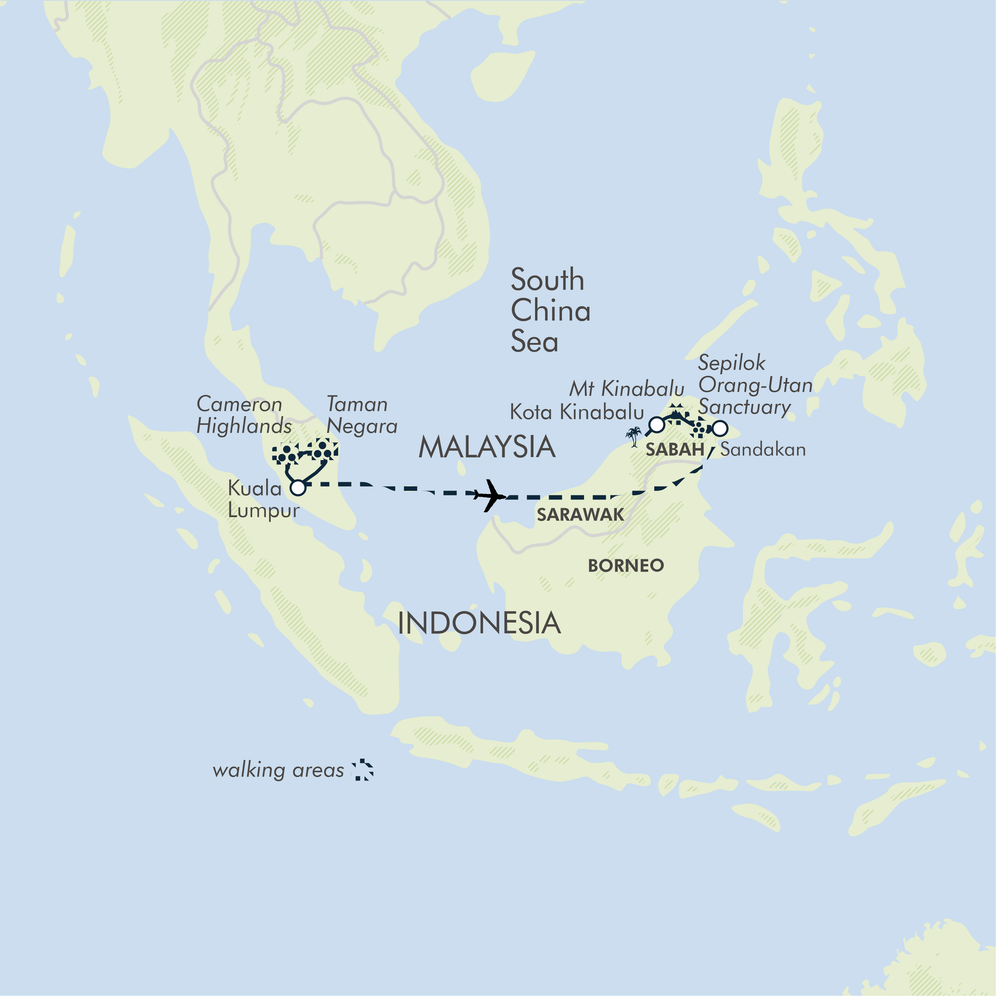 tourhub | Exodus Adventure Travels | Trekking Borneo & Beyond | Tour Map