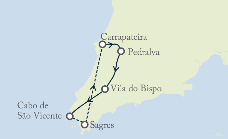 tourhub | Exodus | Walk the Algarve's Wild West, Self-Guided | Tour Map