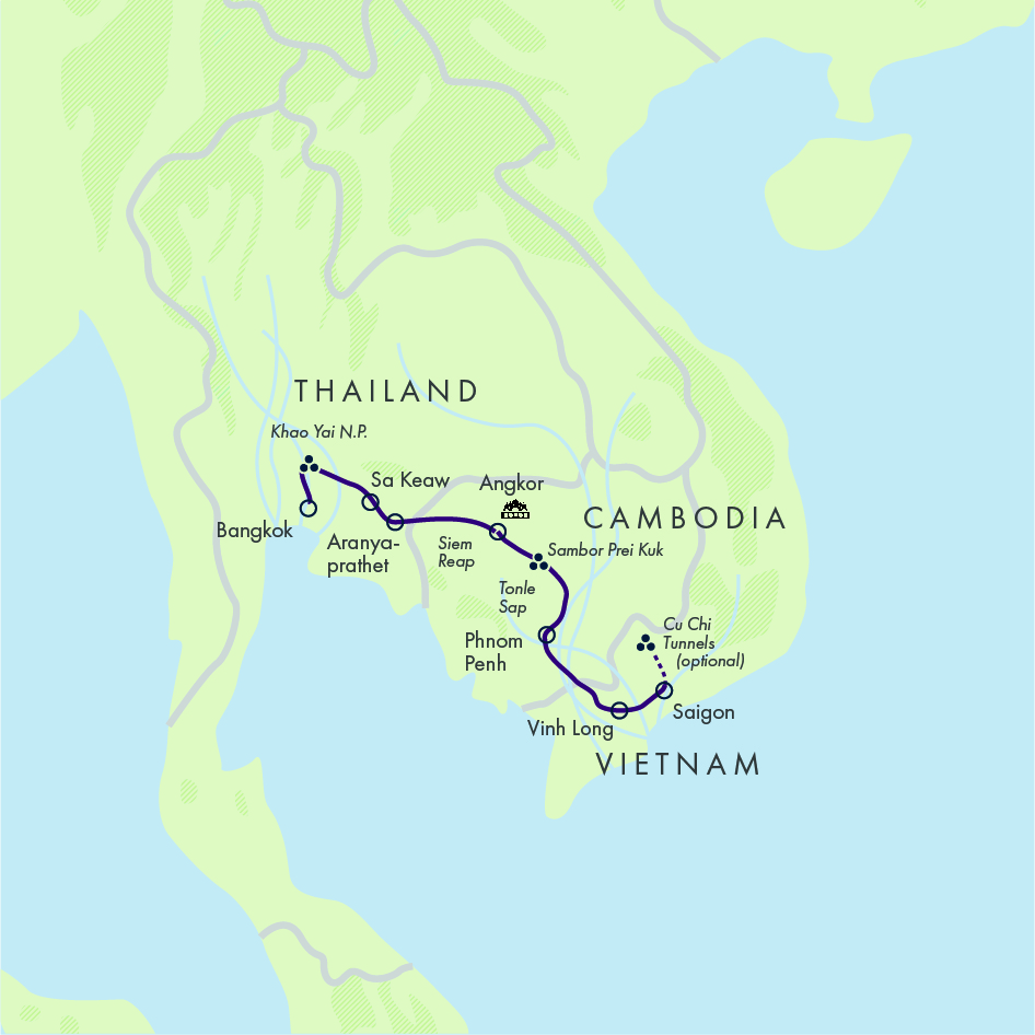 tourhub | Exodus | Cycle Indochina & Angkor- Premium Adventure | Tour Map