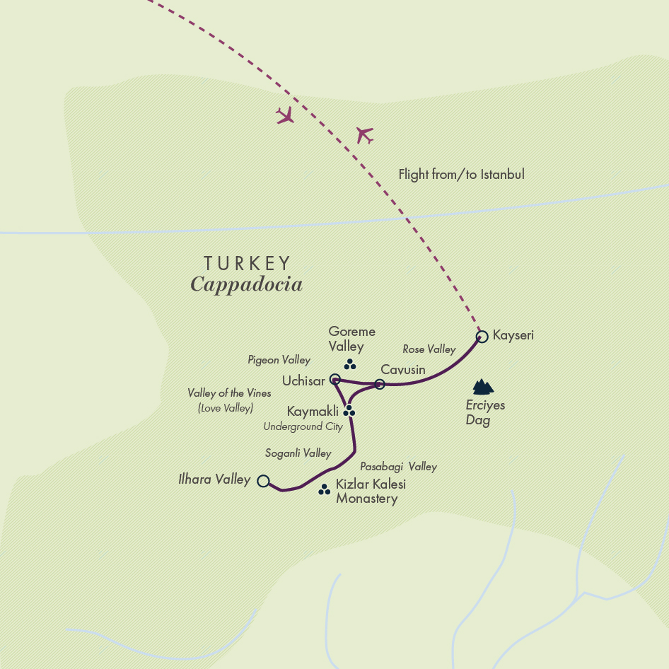 tourhub | Exodus | Walking the Ancient Trails of Cappadocia - Premium Adventure | Tour Map