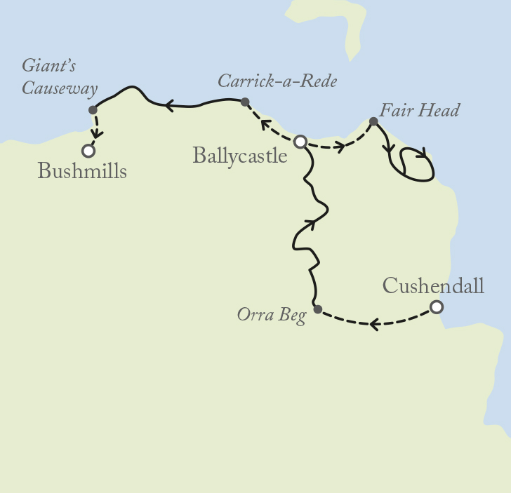 tourhub | Exodus | Walking the Antrim Coast | Tour Map