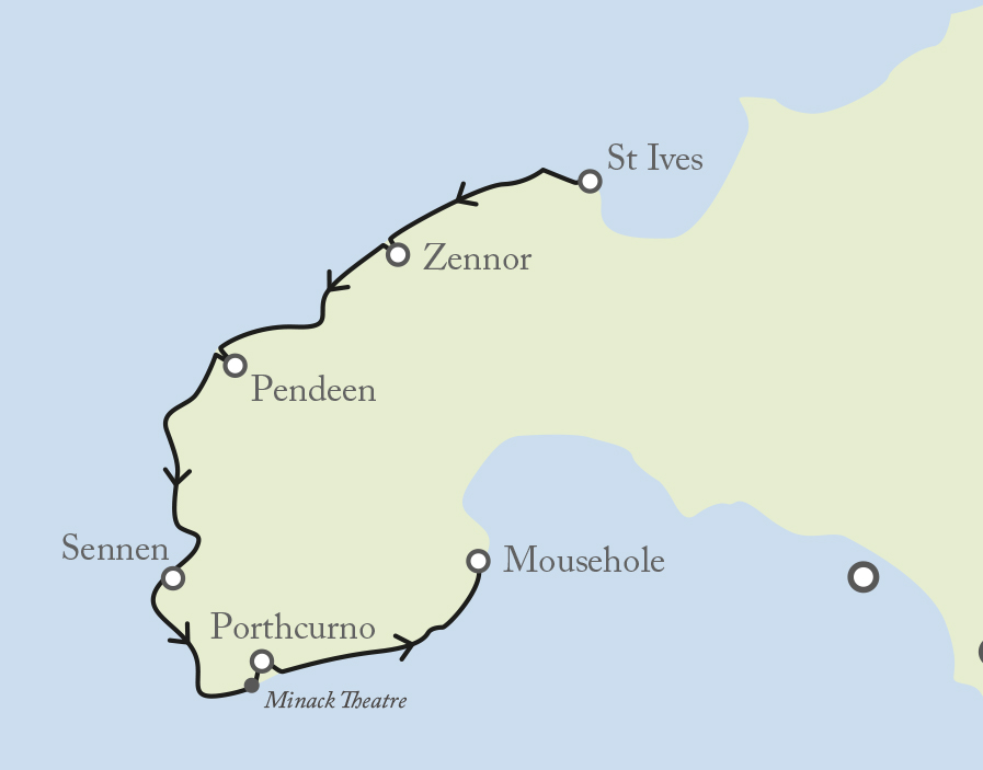 tourhub | Exodus Adventure Travels | Walking The Western Tip of Cornwall | Tour Map