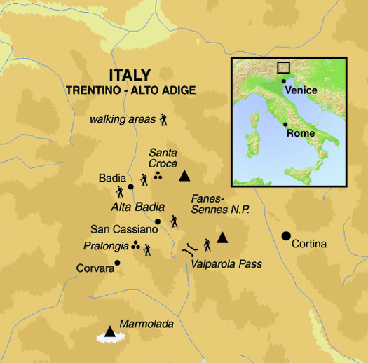 tourhub | Exodus Adventure Travels | Walking the Dolomites of Alta Badia | Tour Map