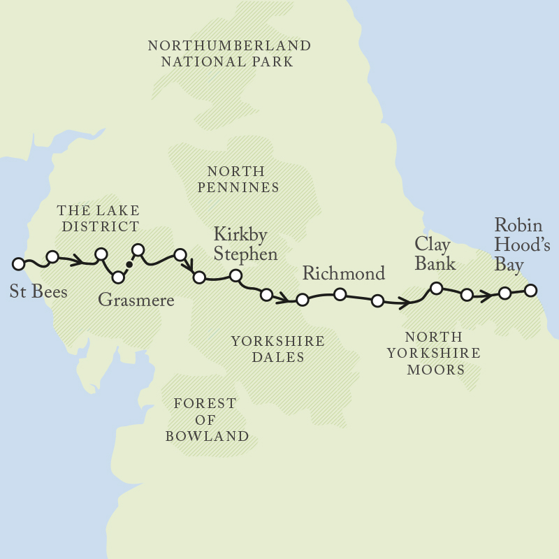 tourhub | Exodus Adventure Travels | Walking from Coast to Coast | Tour Map
