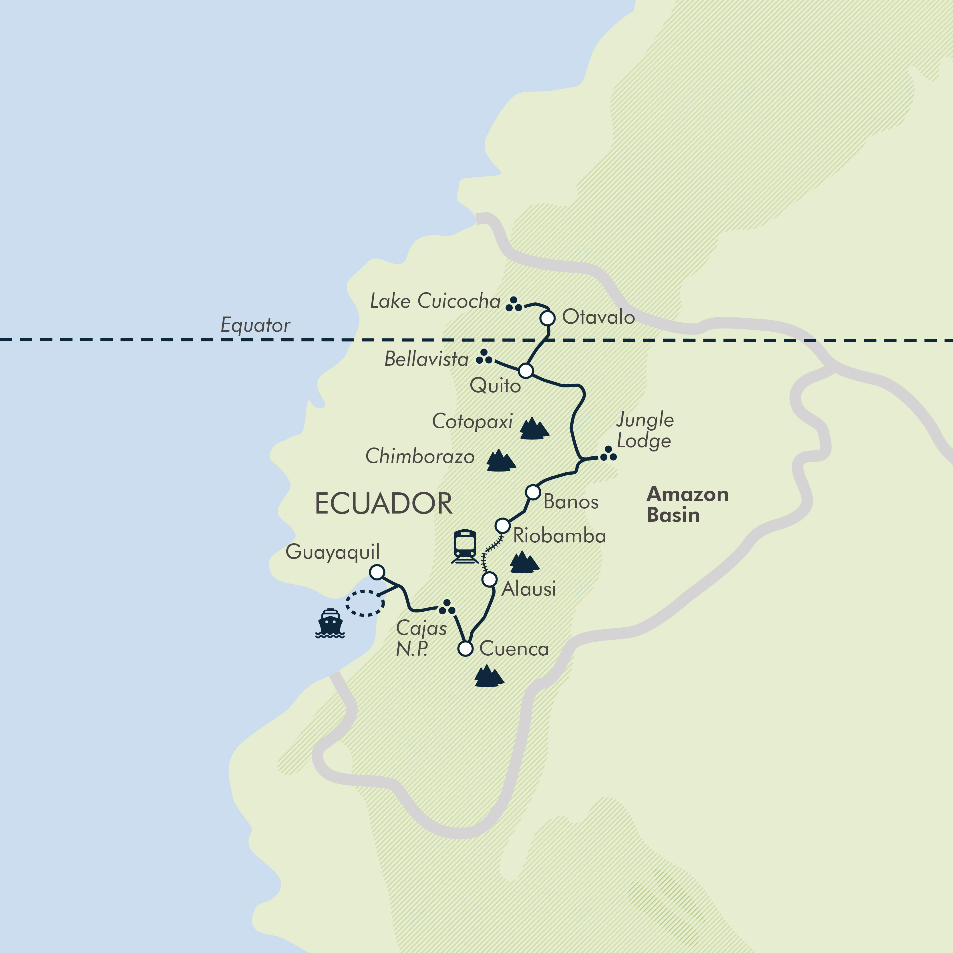 tourhub | Exodus Adventure Travels | Highlights of Ecuador: Andes to Amazon | Tour Map