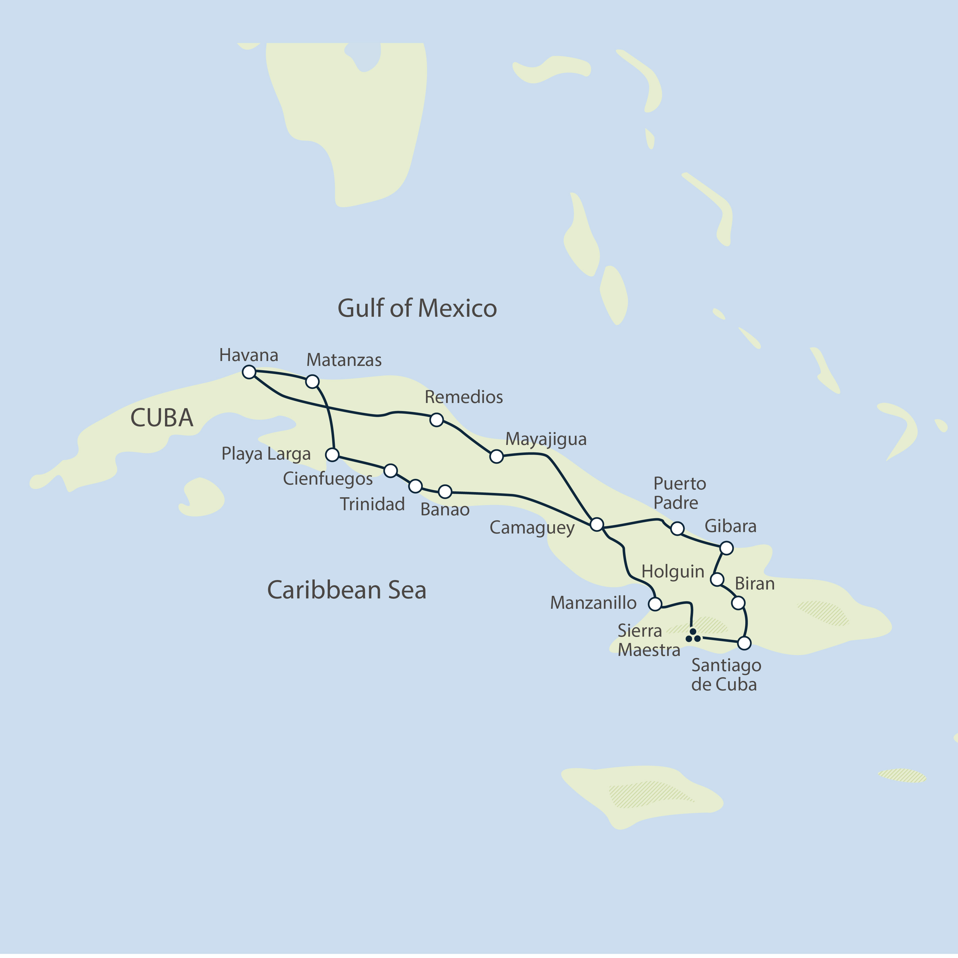 tourhub | Exodus Adventure Travels | Cycling Cuba | Tour Map