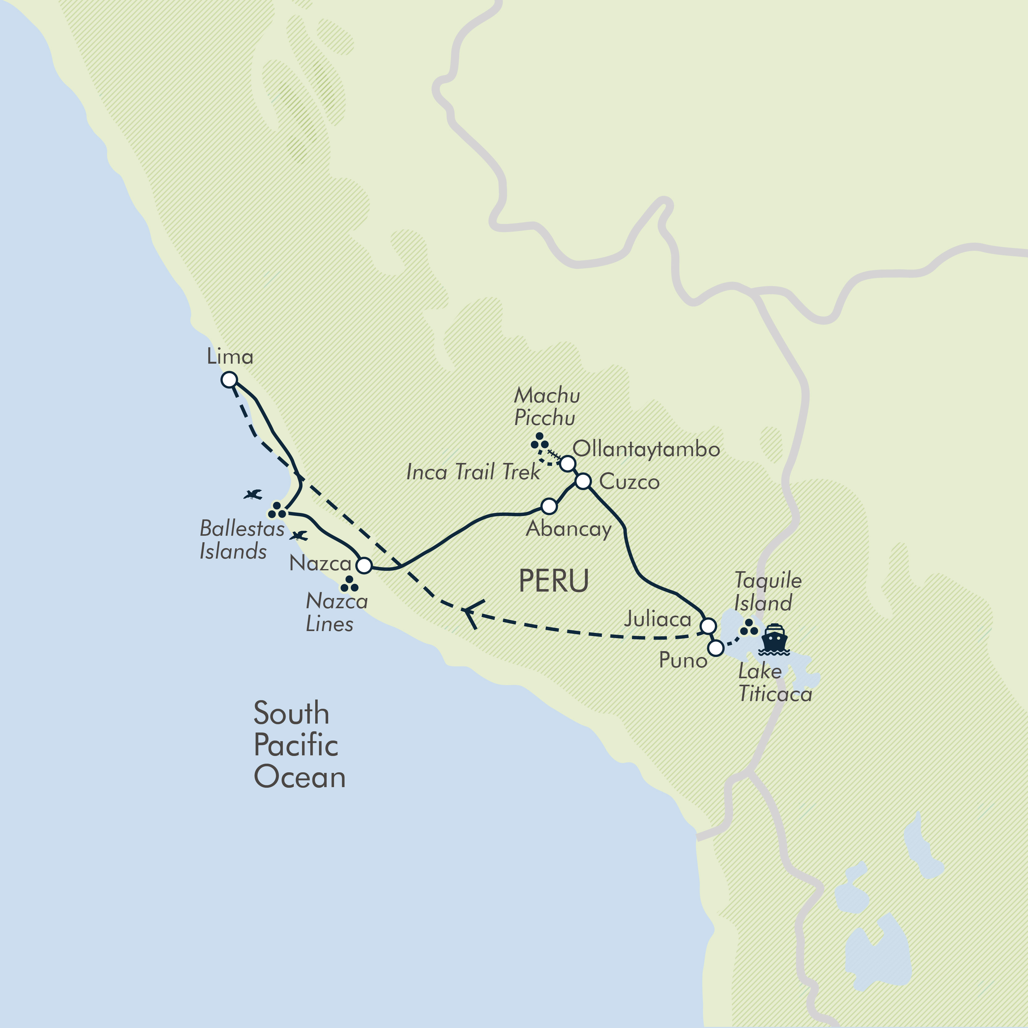 tourhub | Exodus Adventure Travels | Inca Trail, Titicaca & Nazca | Tour Map