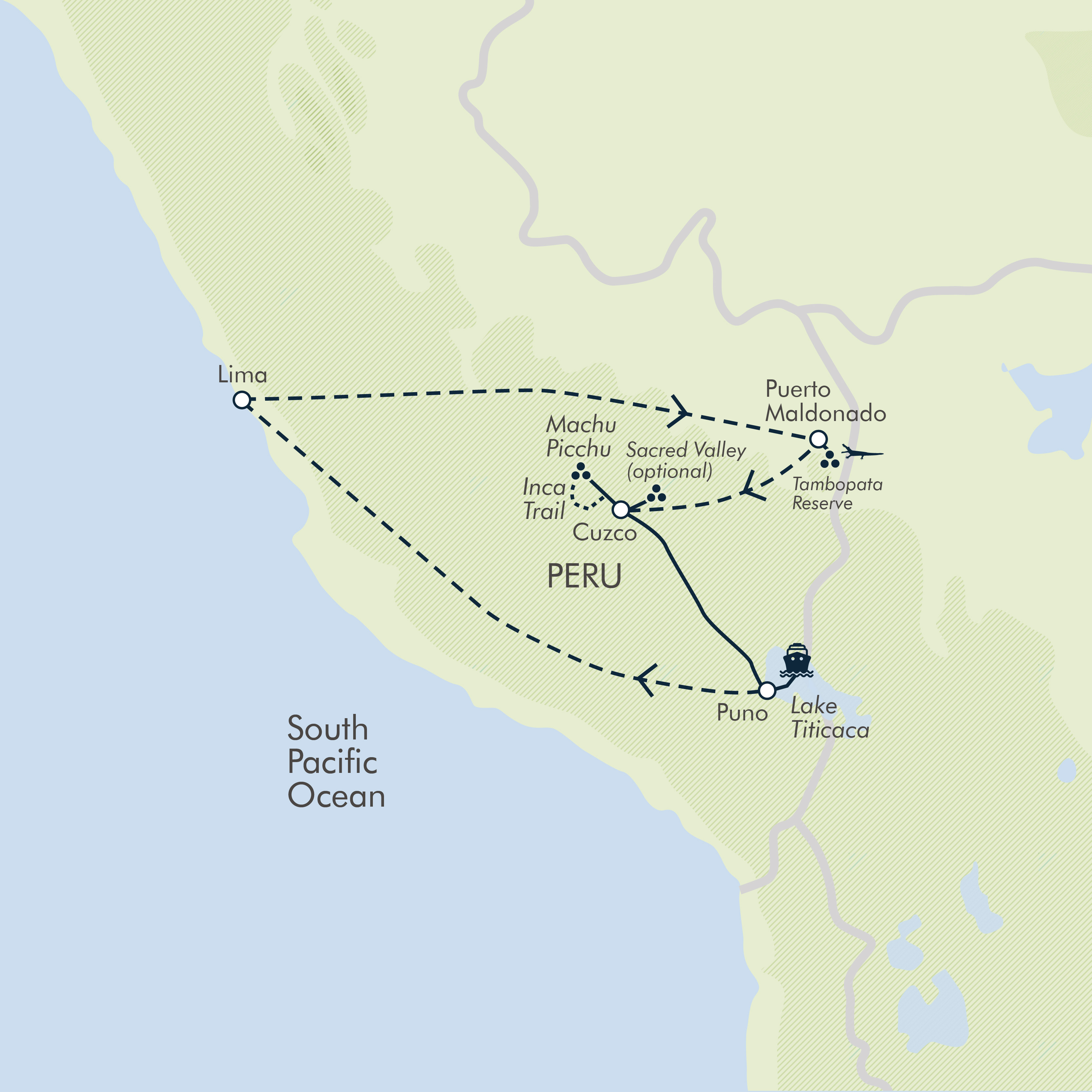 tourhub | Exodus | Inca Trail & the Amazon Rainforest | Tour Map