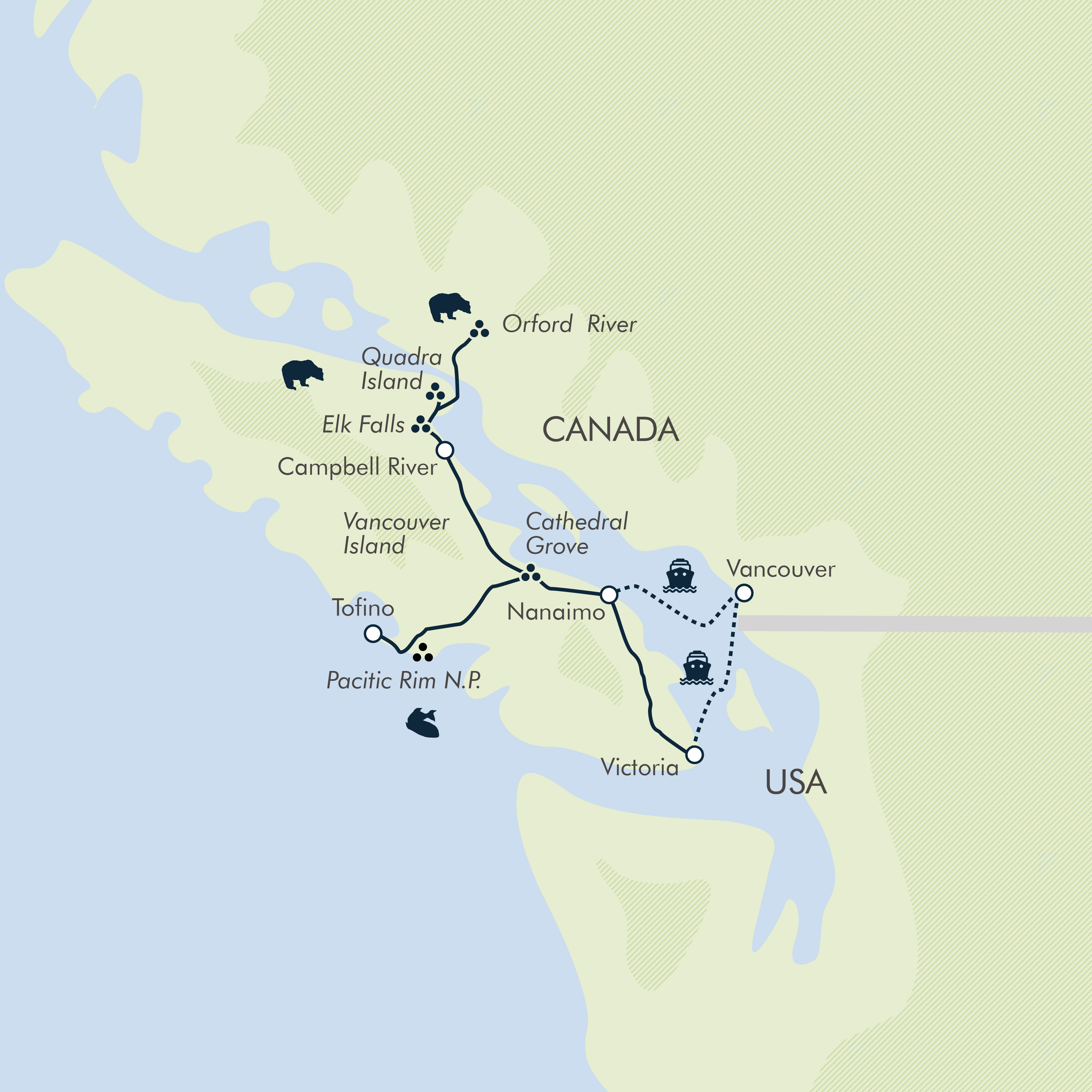 tourhub | Exodus Adventure Travels | Whales & Bears of British Columbia | Tour Map