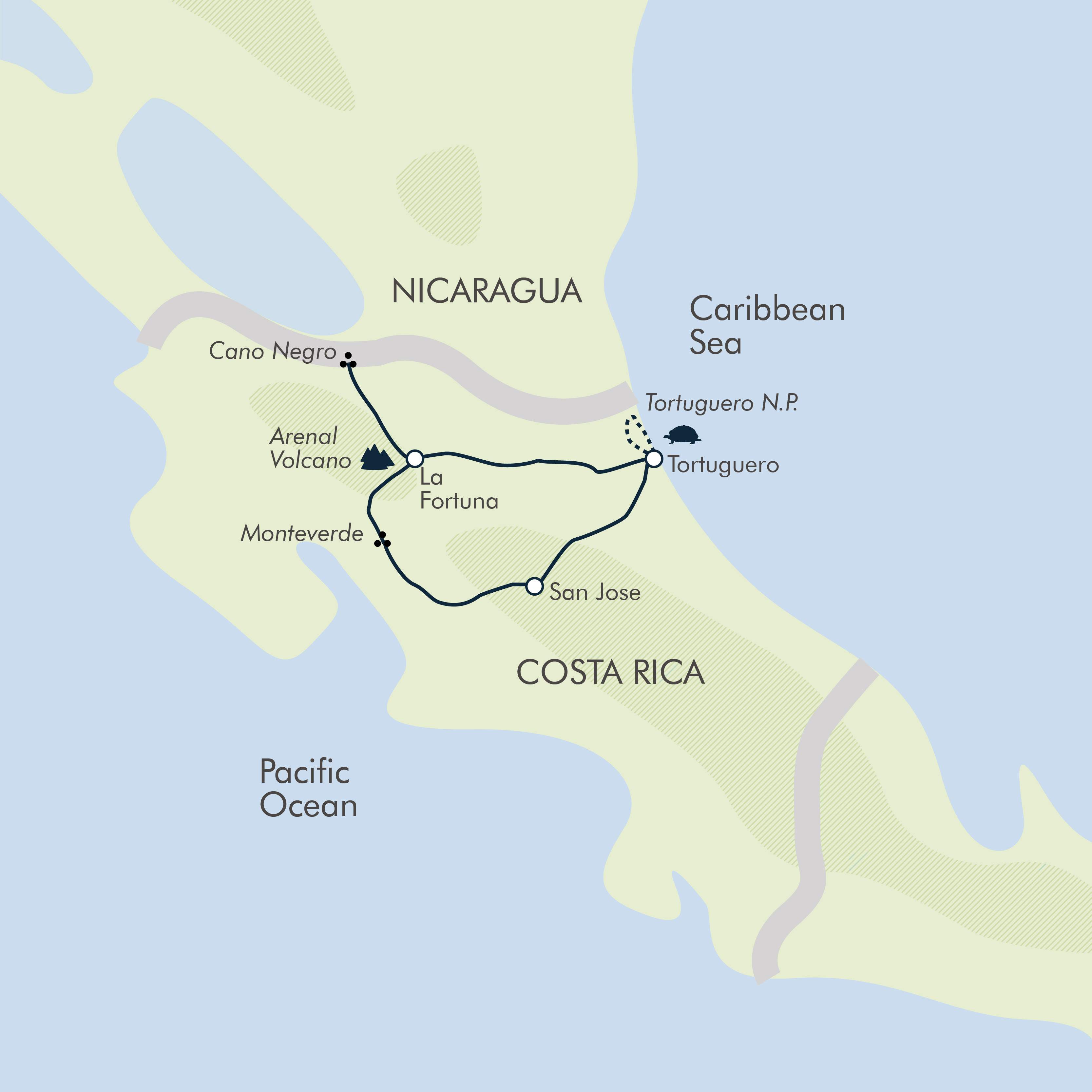tourhub | Exodus Adventure Travels | Natural Highlights of Costa Rica | Tour Map