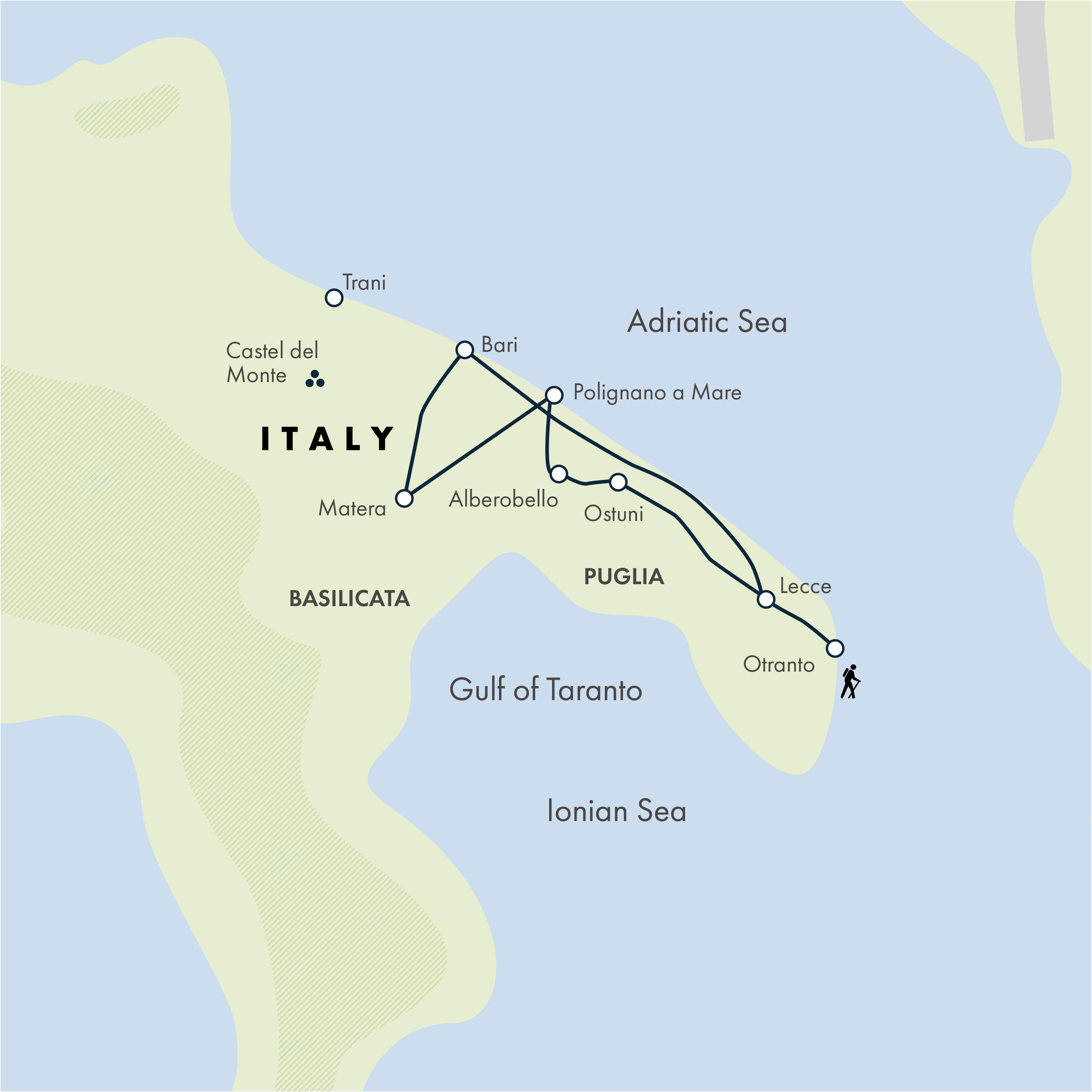 tourhub | Exodus | Puglia: Discover the Heel of Italy - Reverse | Tour Map