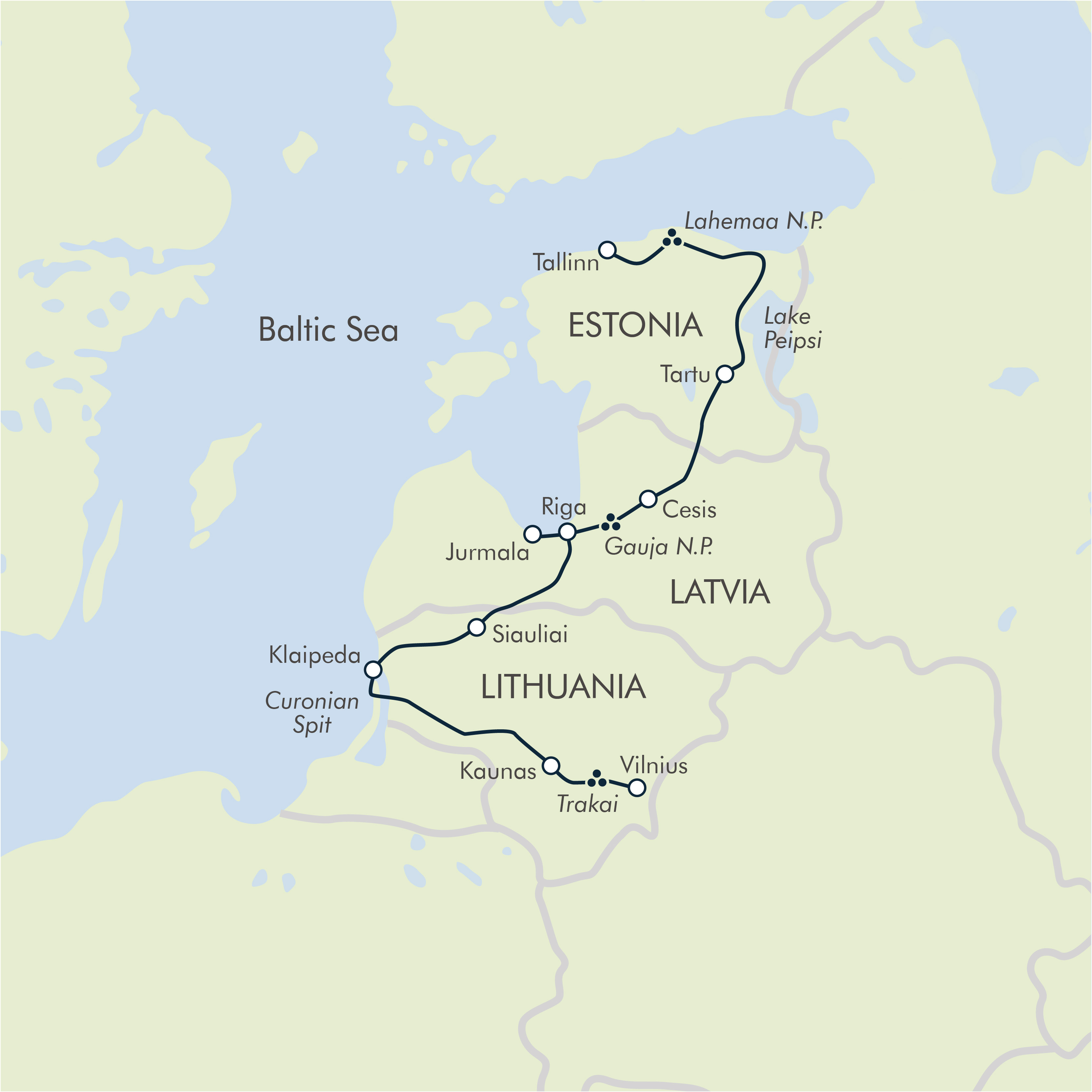 Estonia Latvia And Lithuania Holiday Responsible Travel   Map Avv 