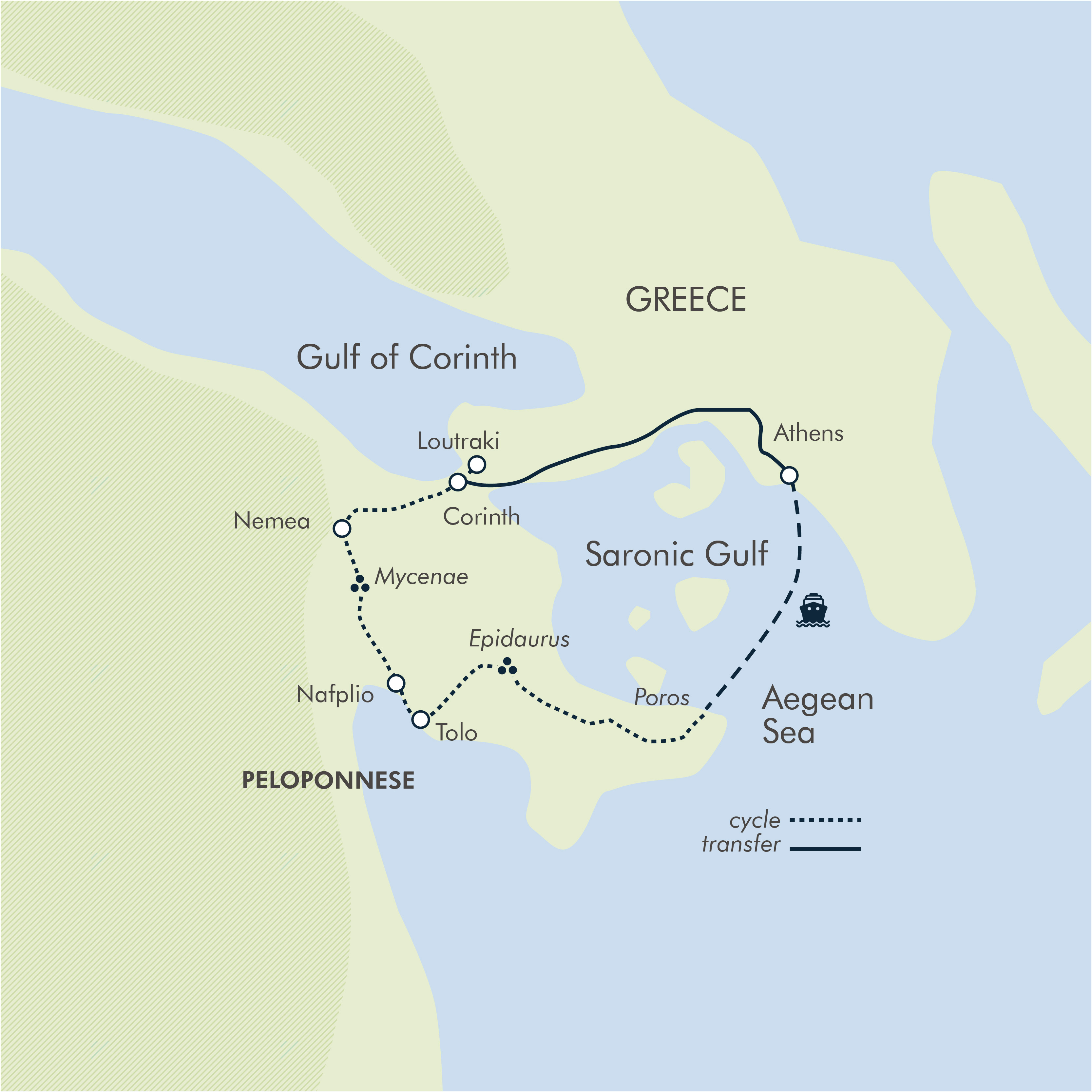 tourhub | Exodus Adventure Travels | Cycling in Greece | Tour Map