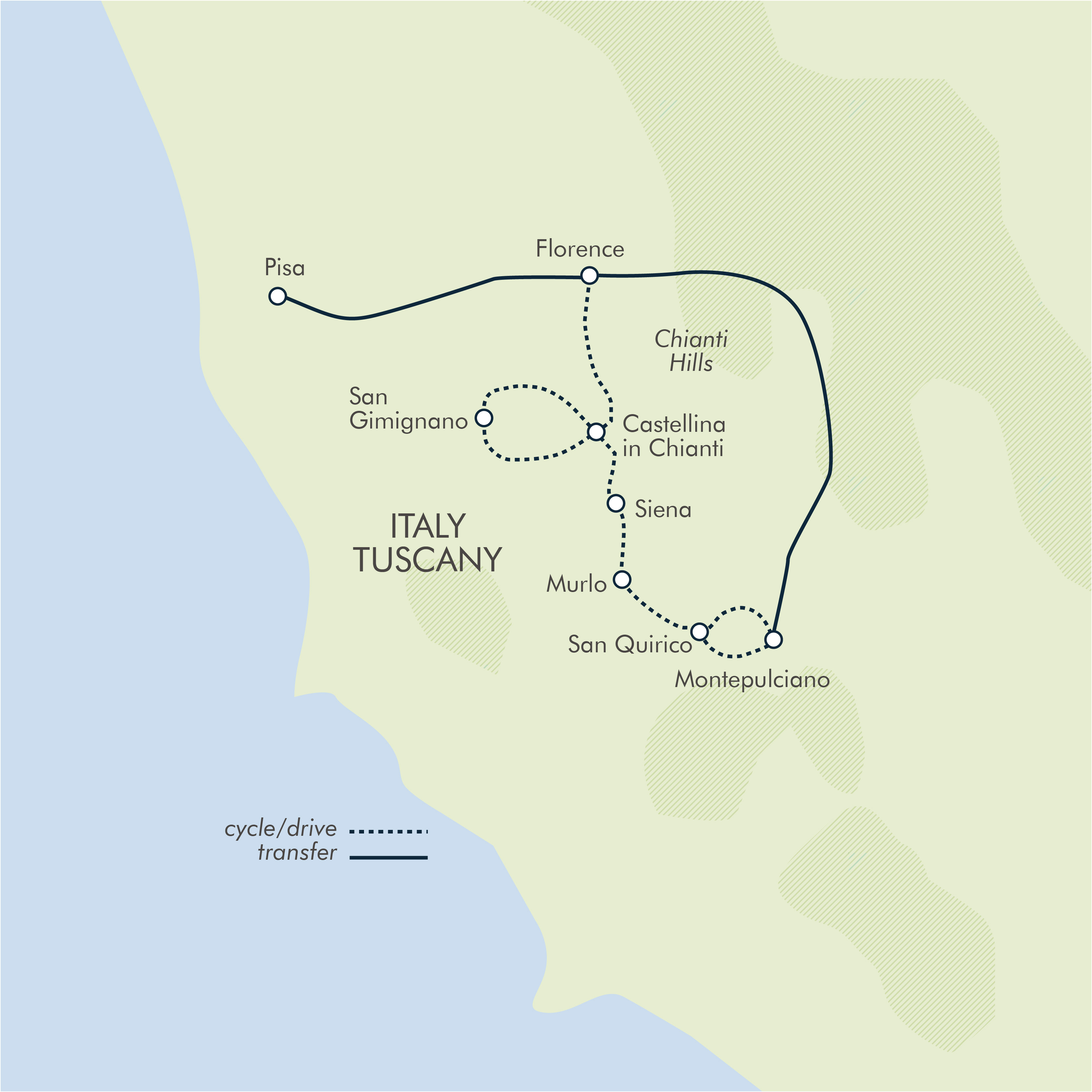 tourhub | Exodus | Tuscany Cycle Siena & Chianti | Tour Map