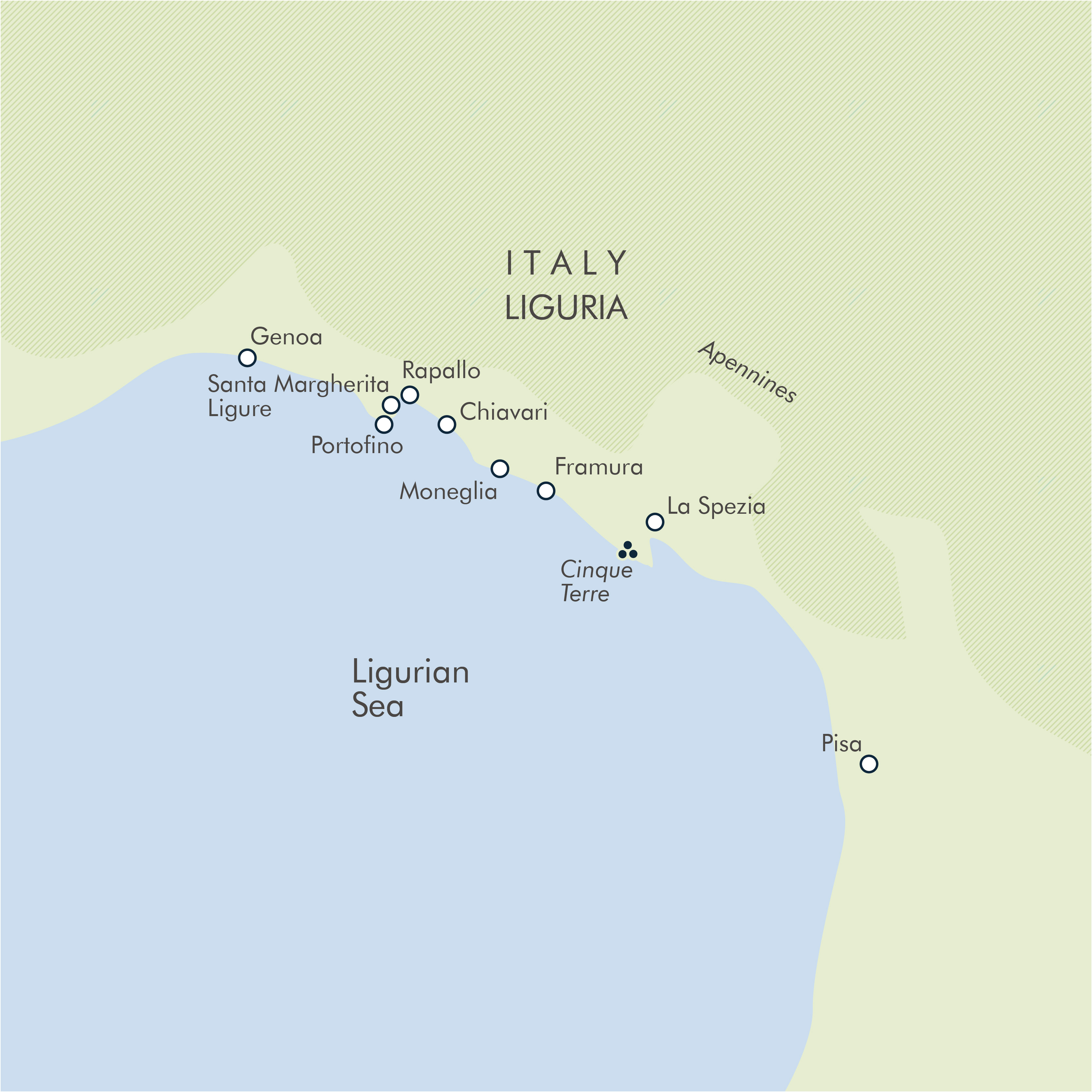 tourhub | Exodus Adventure Travels | Walks of the Cinque Terre and Portofino | Tour Map