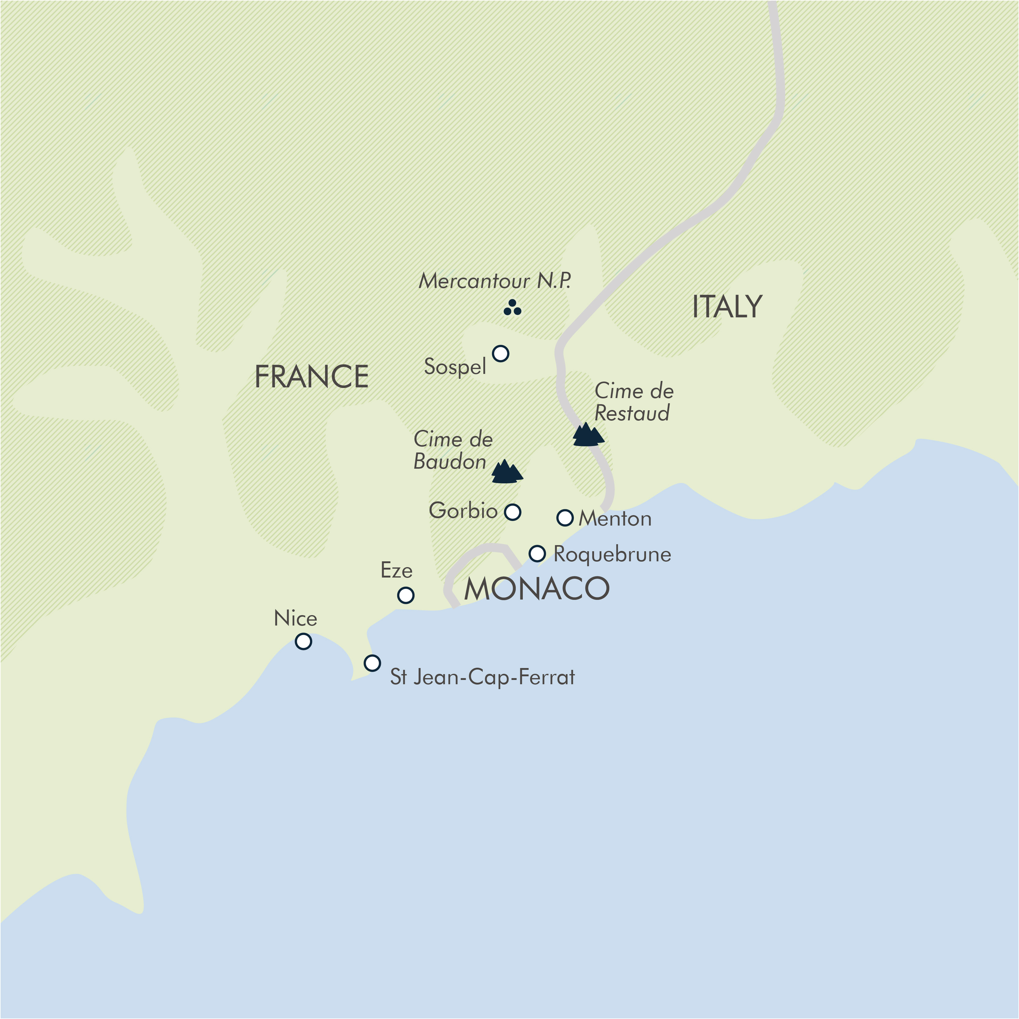 tourhub | Exodus | Walks & Gardens of the French Riviera | Tour Map