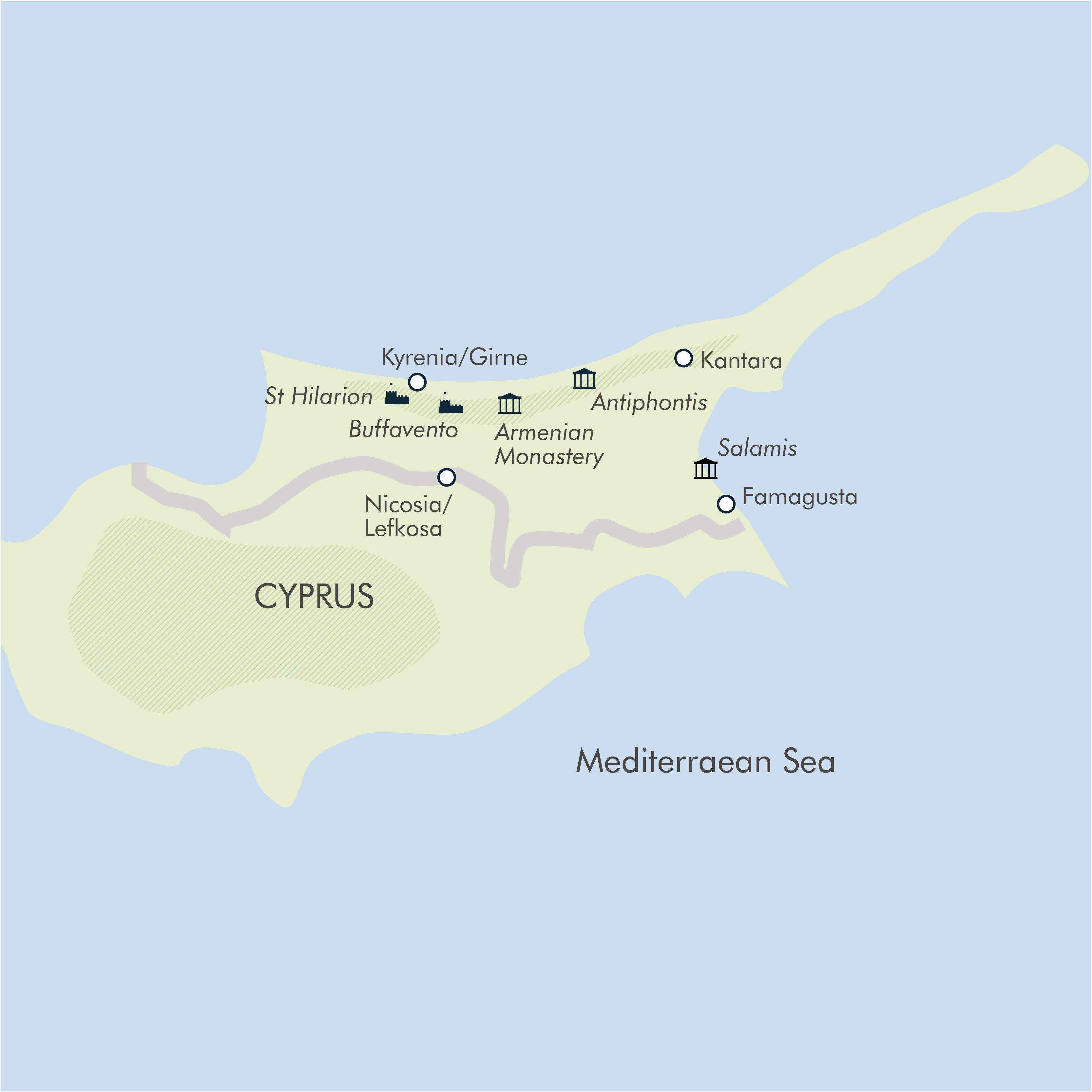tourhub | Exodus | Walking in North Cyprus | TEU | Route Map