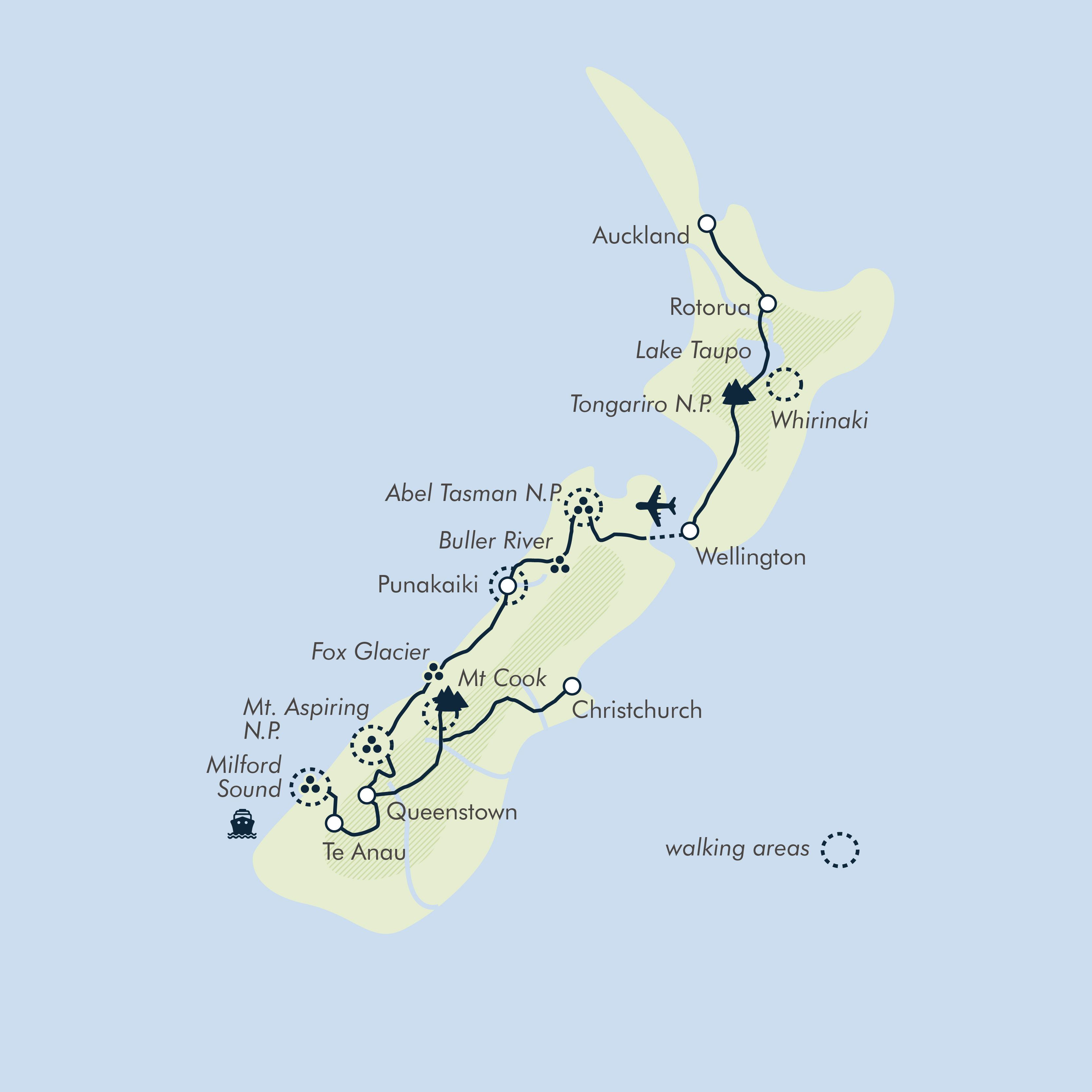 tourhub | Exodus | Trekking in New Zealand | Tour Map