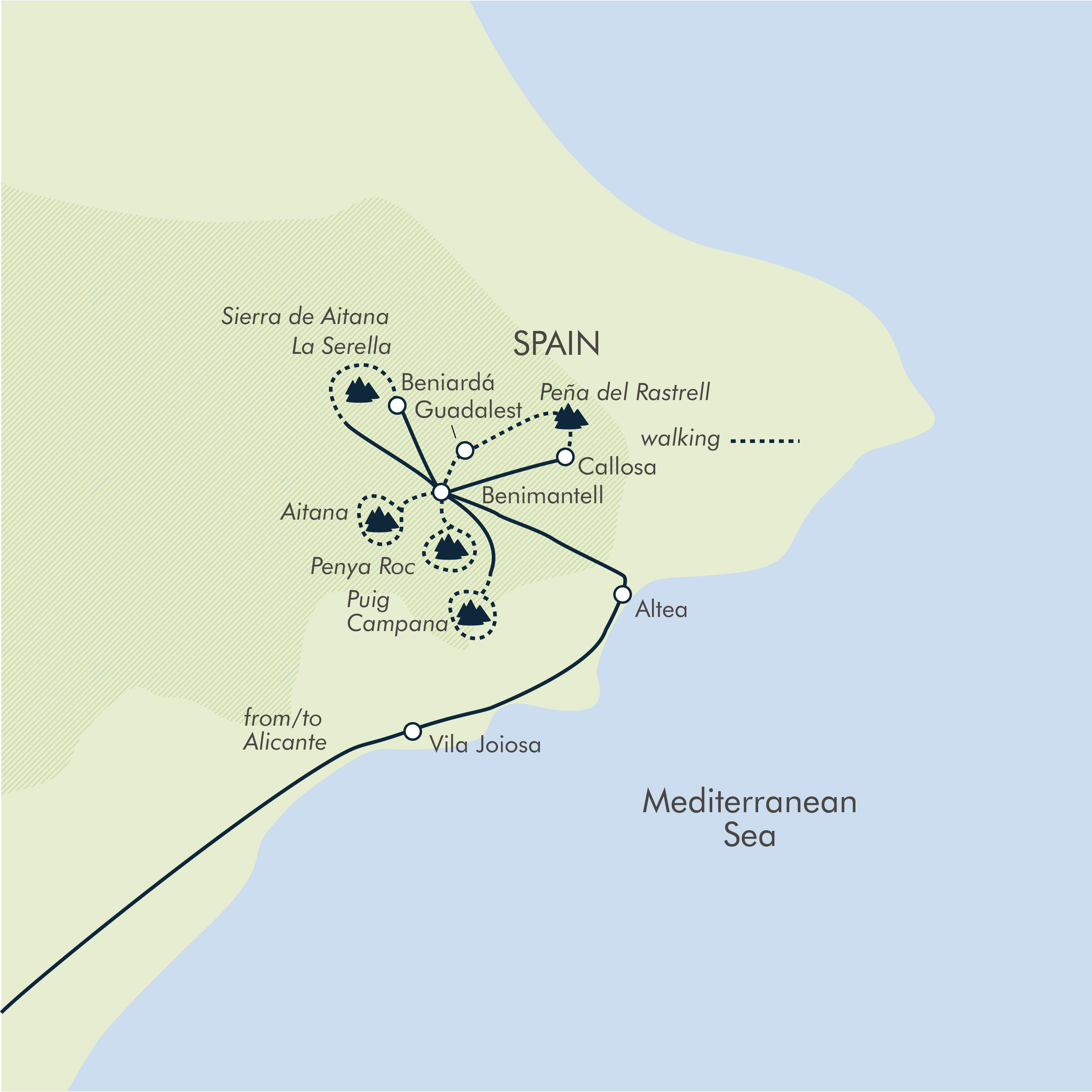tourhub | Exodus Adventure Travels | Sierra de Aitana Trek | Tour Map
