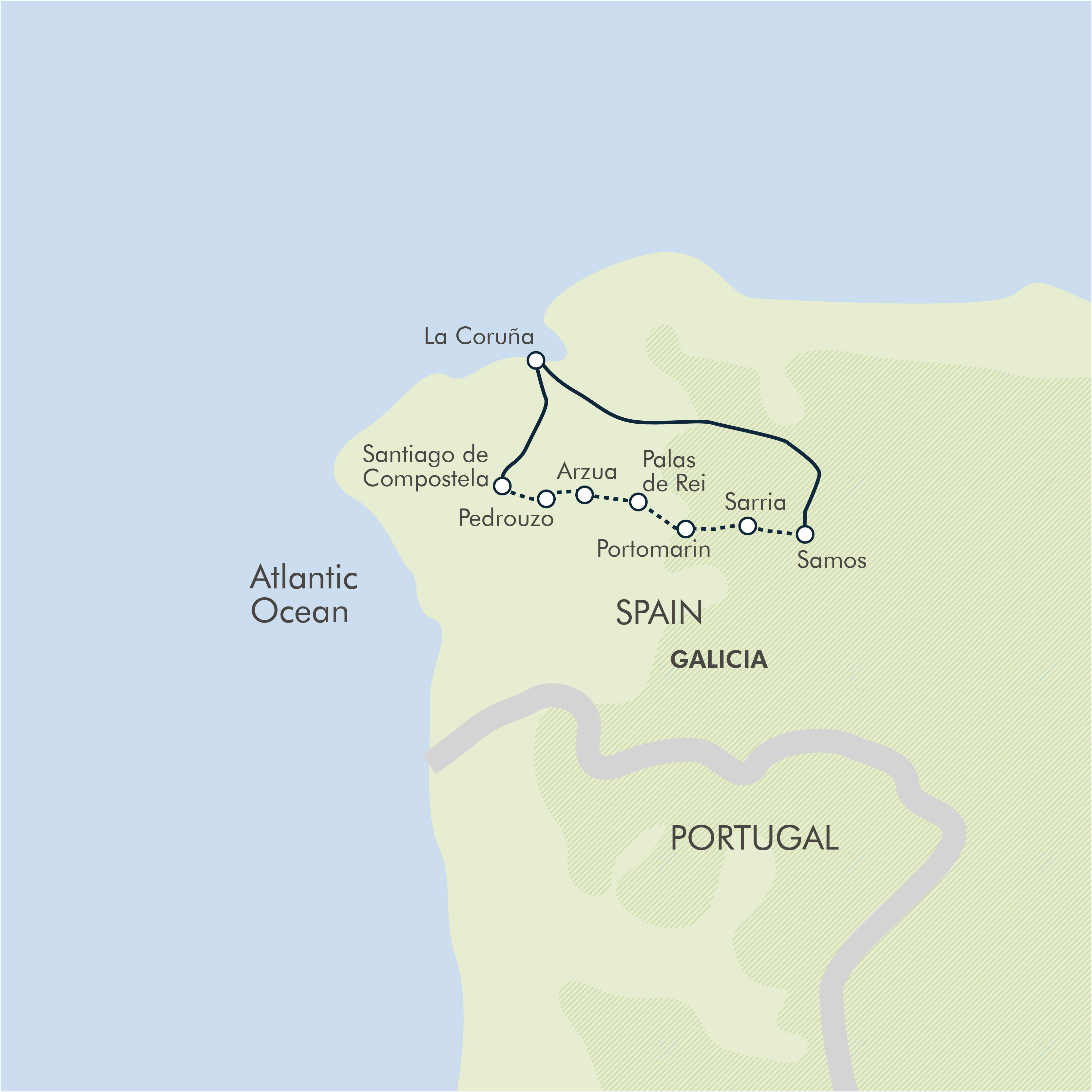 tourhub | Exodus Adventure Travels | Camino de Santiago Trek | Tour Map