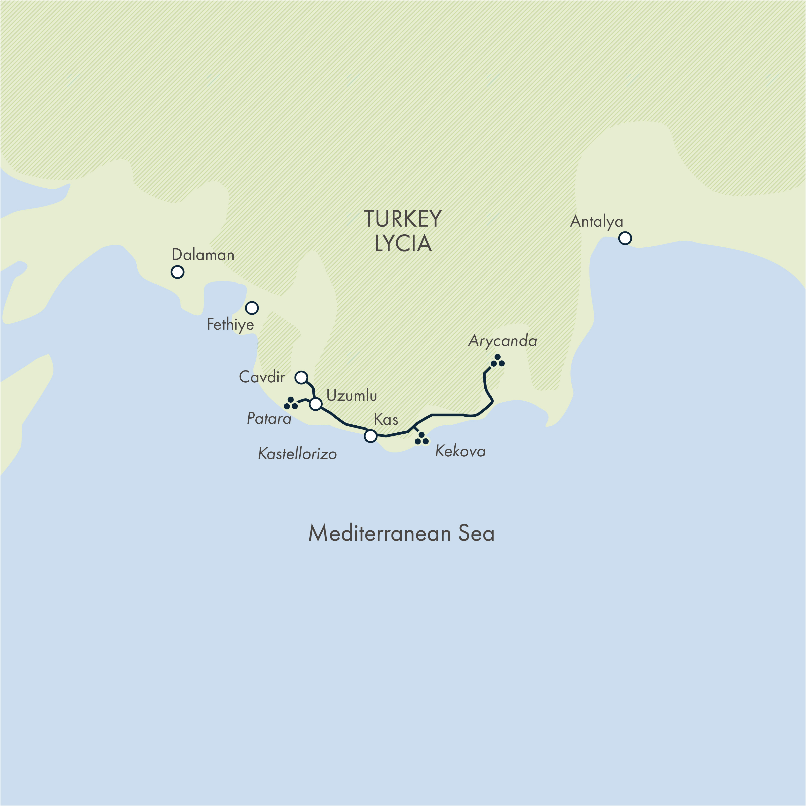 tourhub | Exodus Adventure Travels | Walks of Turkey's Turquoise Coast | Tour Map