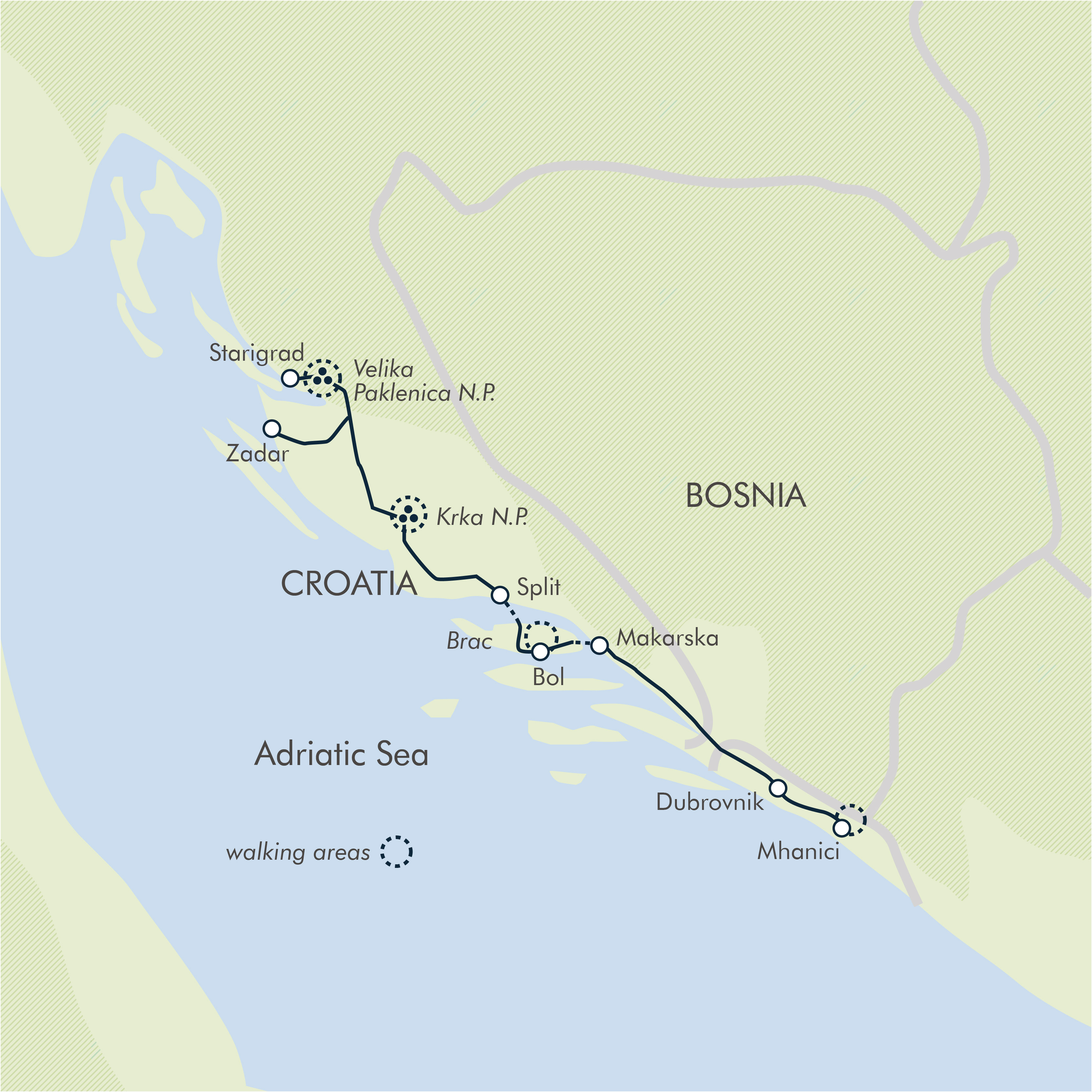 tourhub | Exodus Adventure Travels | Croatia: Islands & Mountains | Tour Map