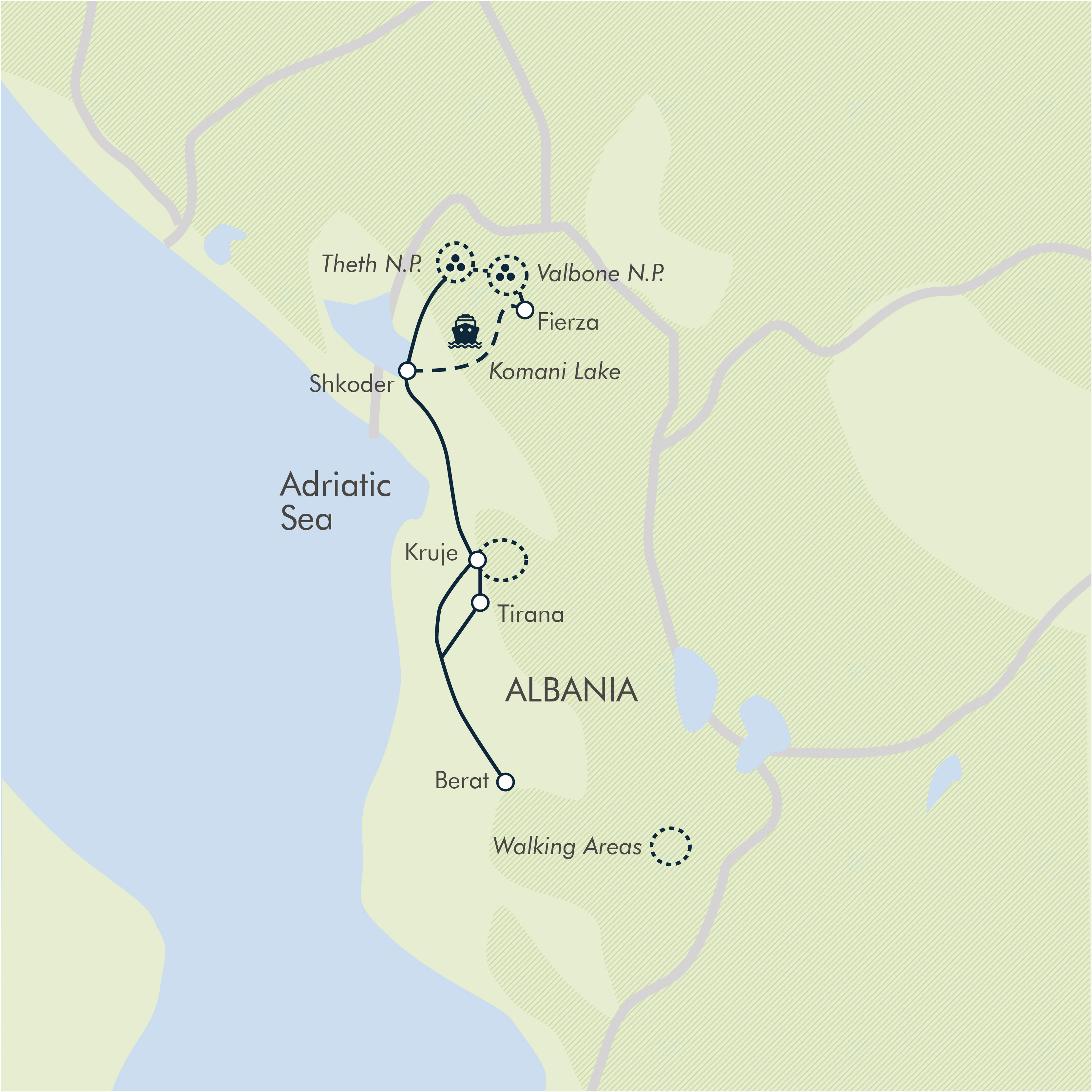 tourhub | Exodus Adventure Travels | Walking in Albania | Tour Map