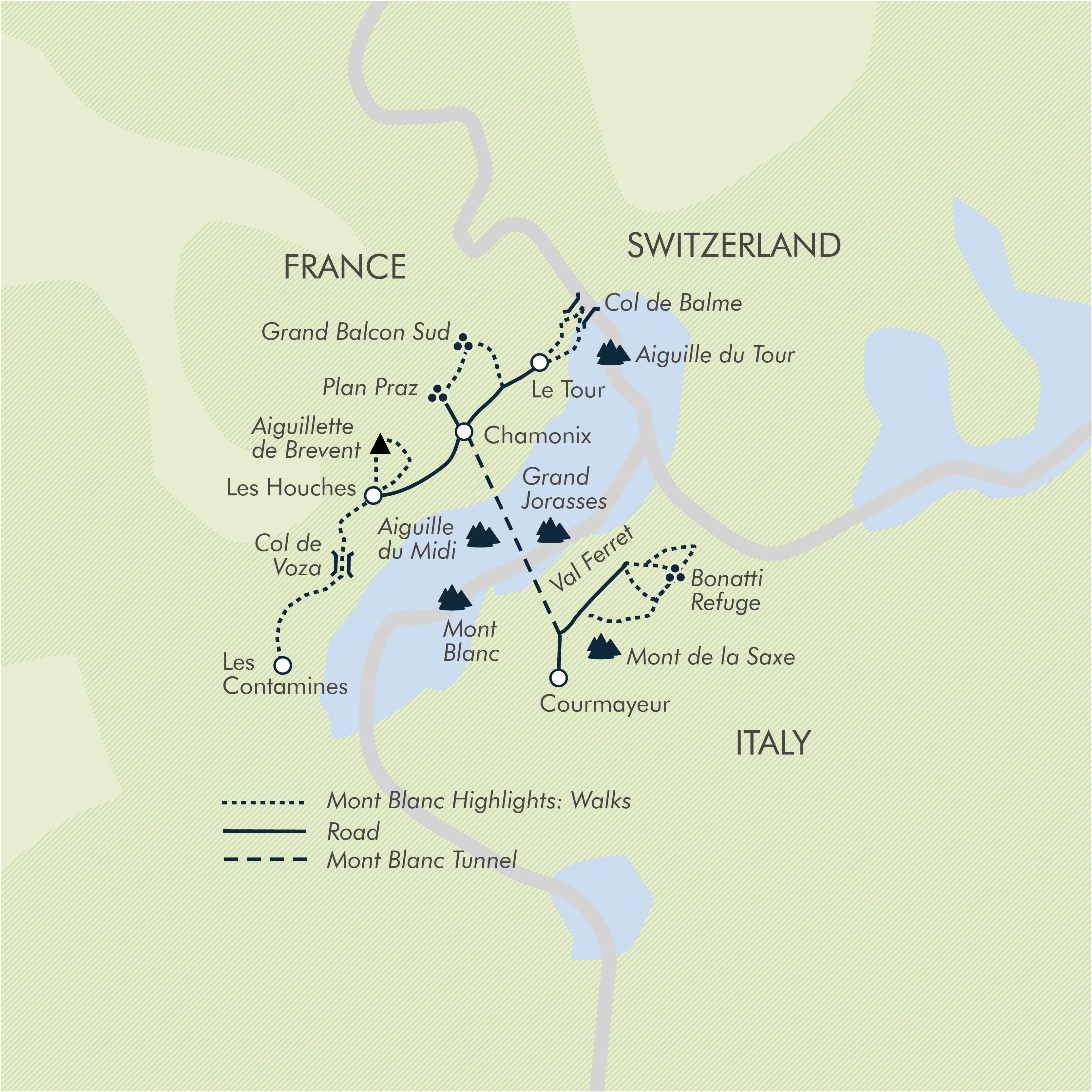 tourhub | Exodus | Mont Blanc Highlights | Tour Map