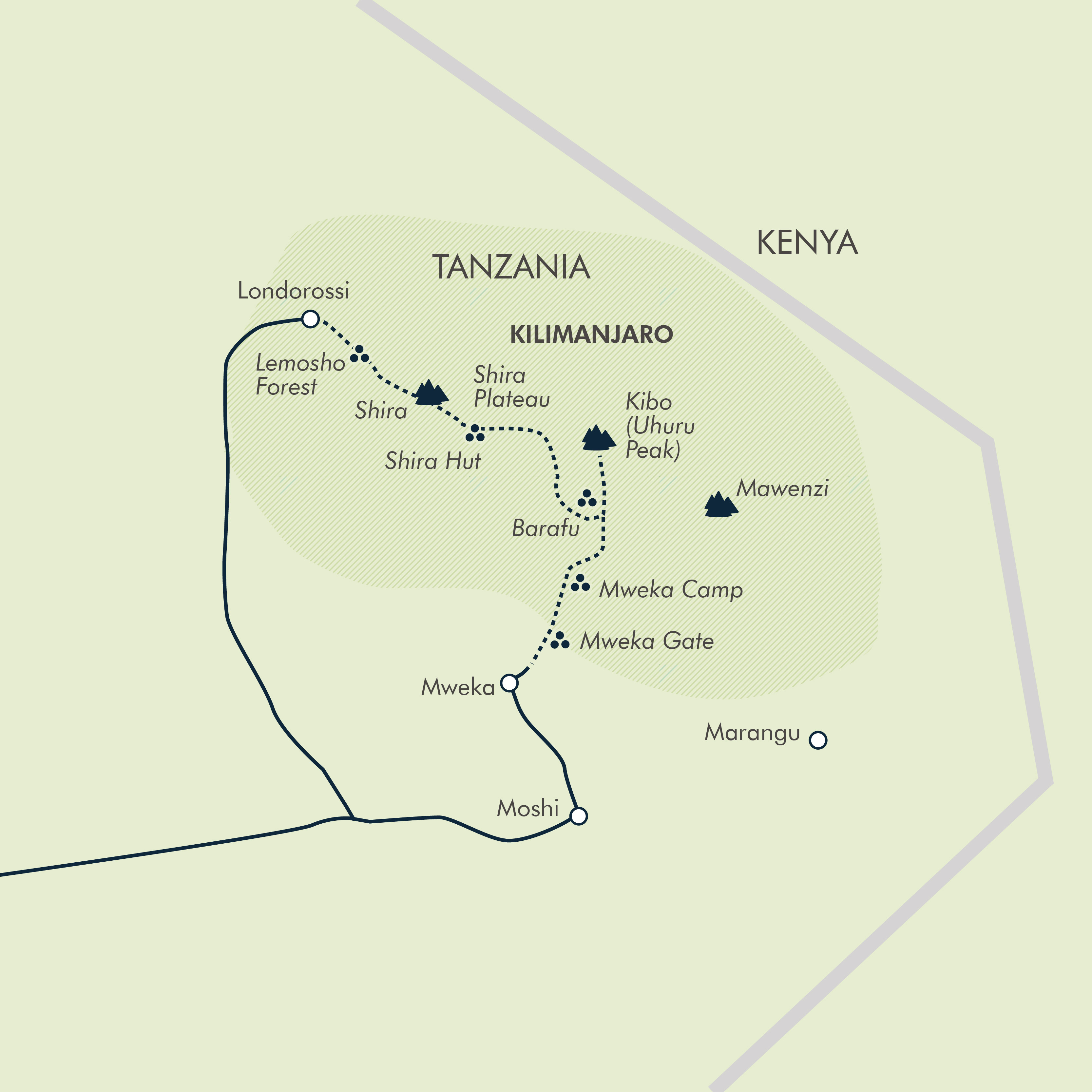 tourhub | Exodus Adventure Travels | Kilimanjaro Climb - Lemosho Route | Tour Map