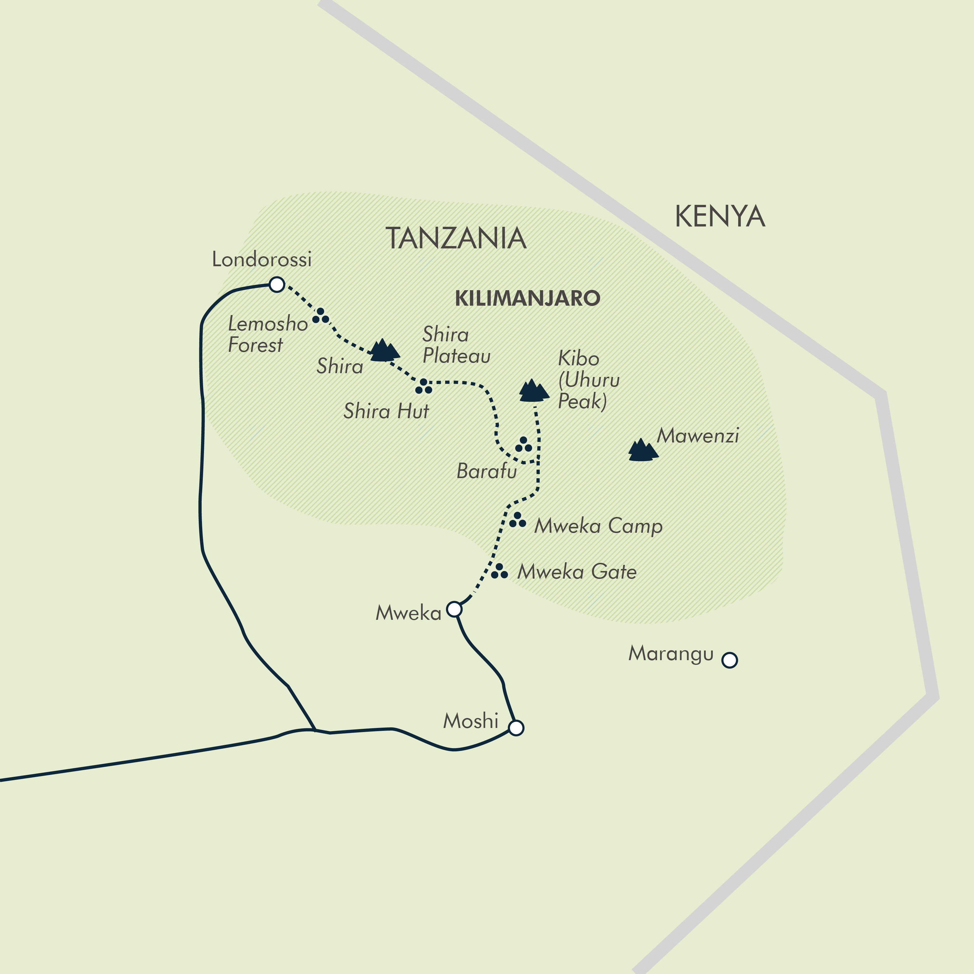 tourhub | Exodus | Kilimanjaro Climb - Lemosho Route | Tour Map