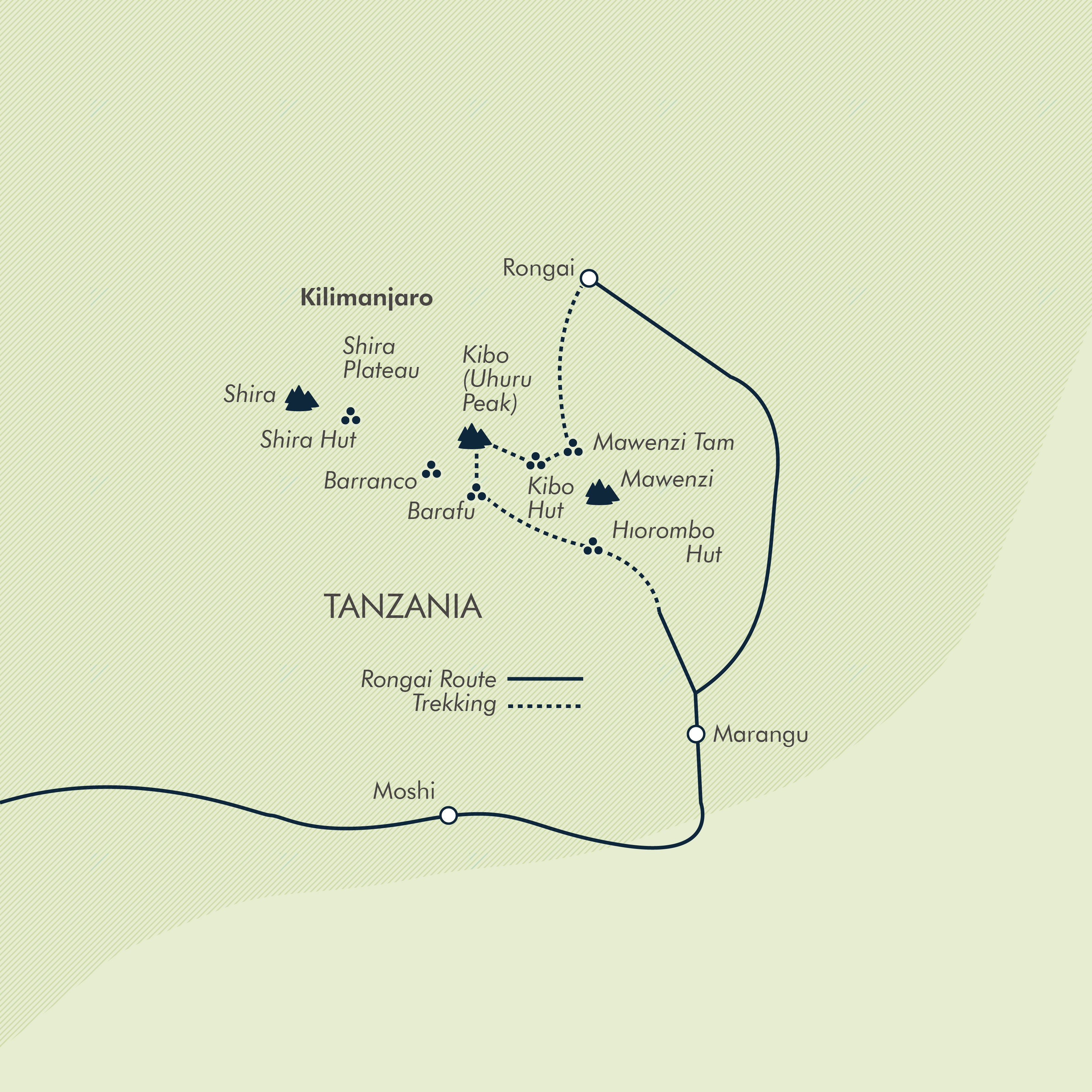 tourhub | Exodus Adventure Travels | Kilimanjaro Climb Rongai Route | Tour Map