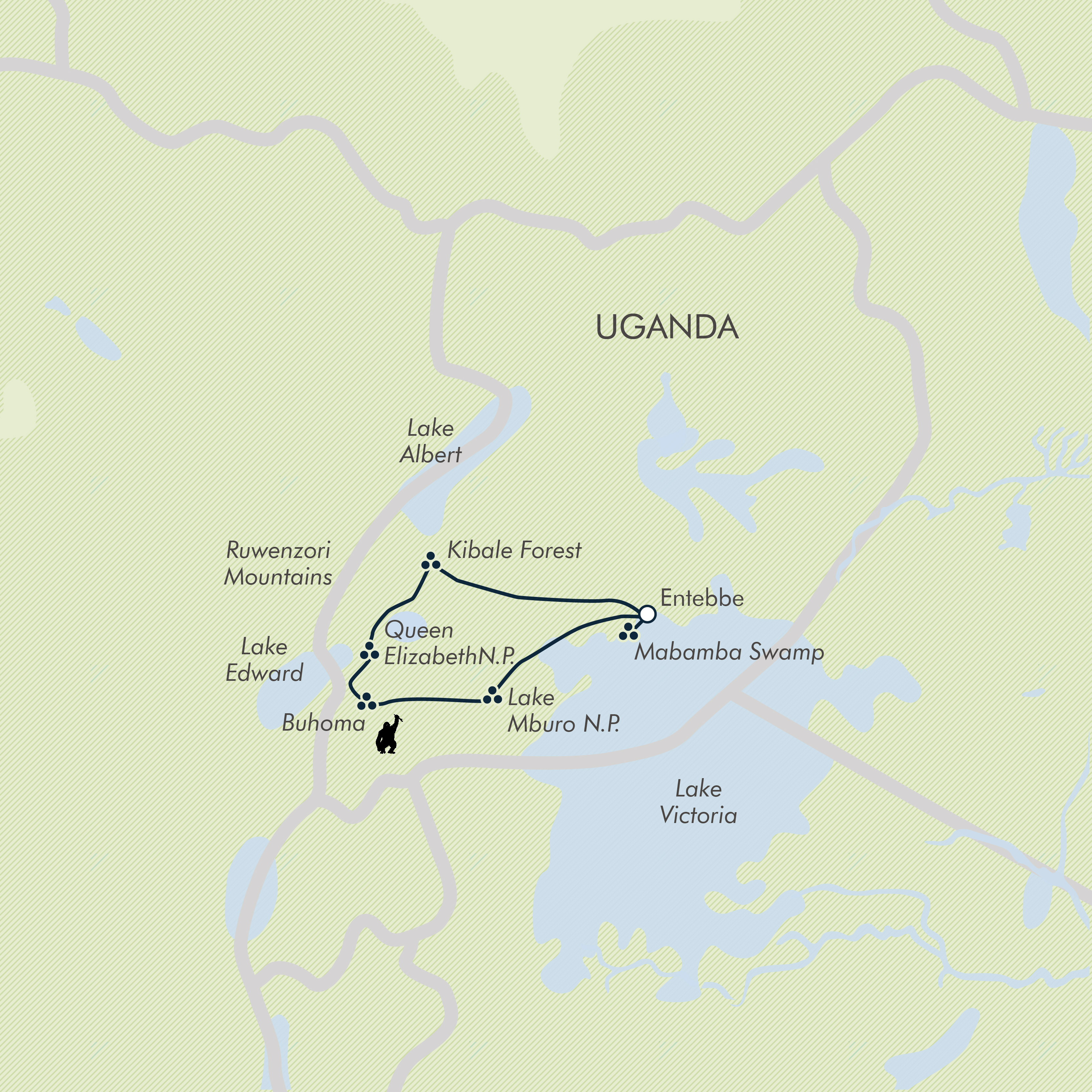 tourhub | Exodus | Chimps & Gorillas of Uganda | Tour Map