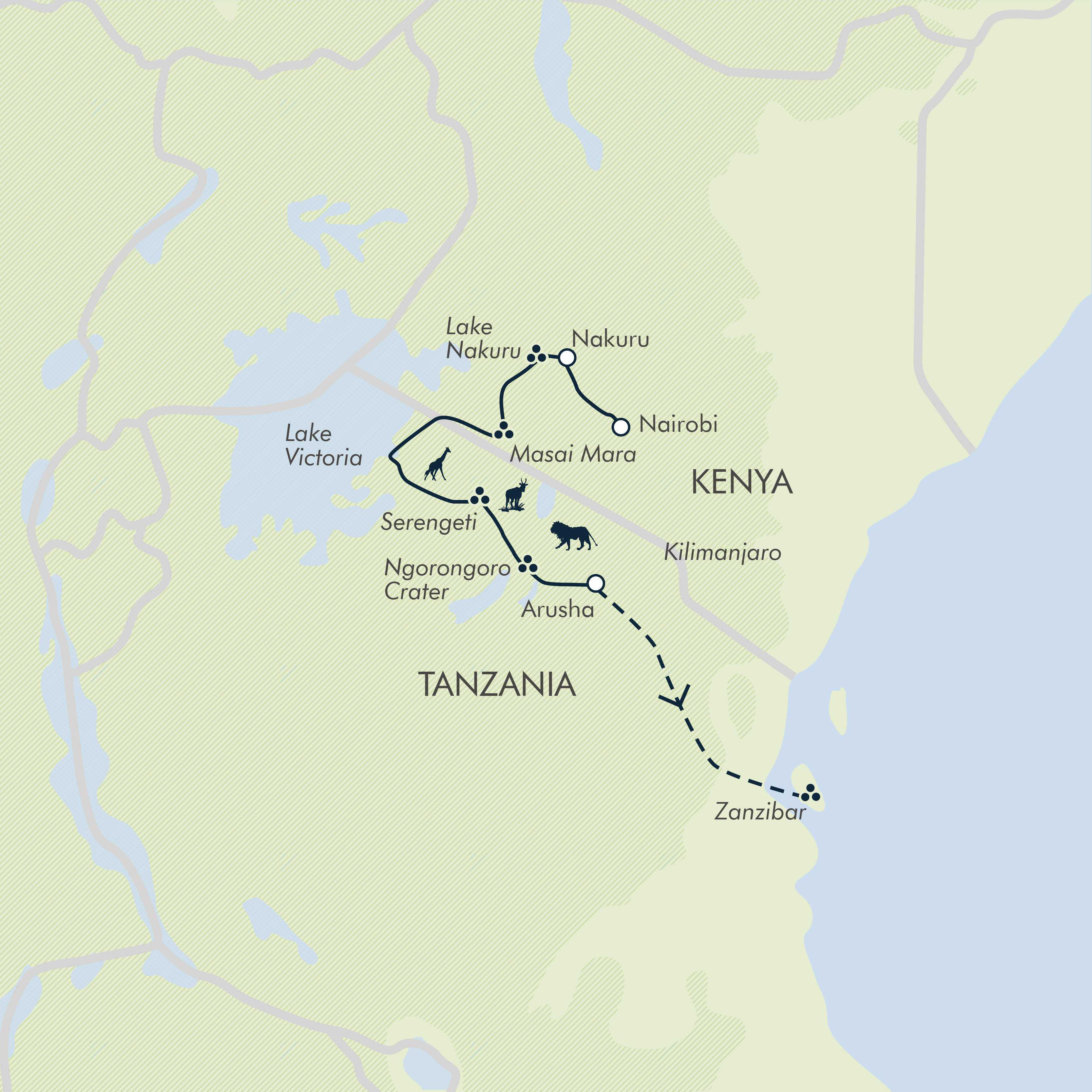 tourhub | Exodus Adventure Travels | Kenya & Tanzania Adventure | Tour Map