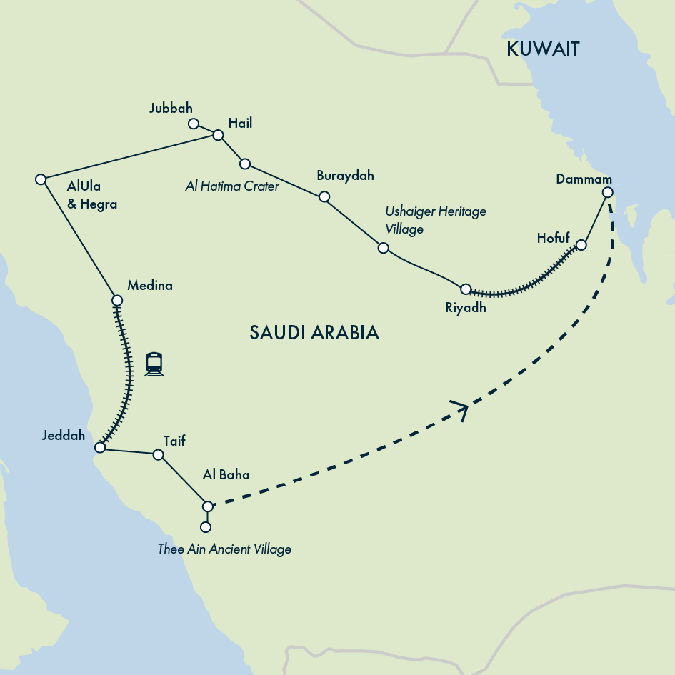 tourhub | Exodus Adventure Travels | Saudi Explorer: Across the Arabian Peninsula | Tour Map