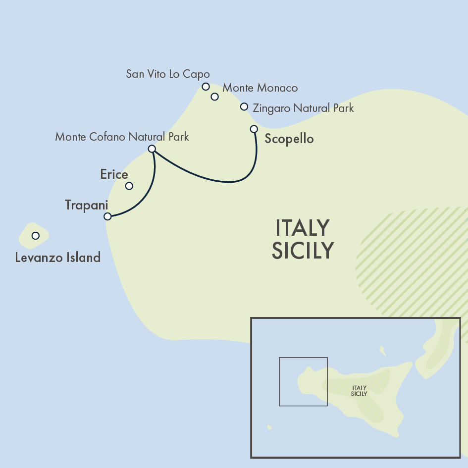 tourhub | Exodus | Coastal Walks of Western Sicily | TTZ | Route Map