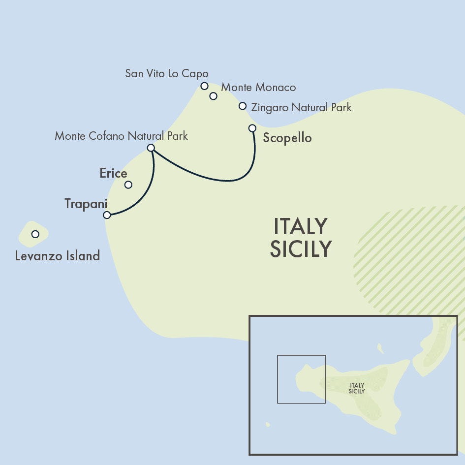 tourhub | Exodus Adventure Travels | Coastal Walks of Western Sicily | Tour Map