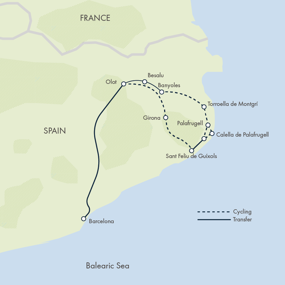 tourhub | Exodus Adventure Travels | Cycling Girona and the Catalan Coast | Tour Map
