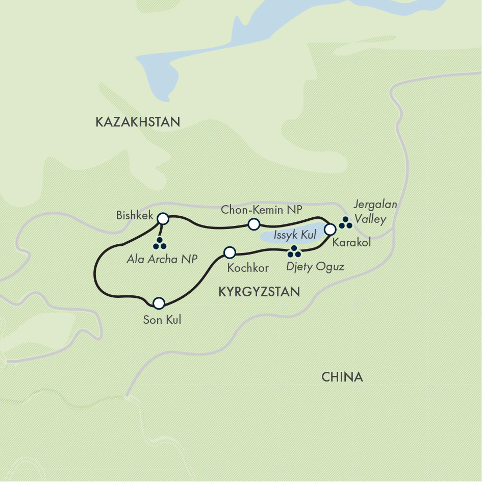 tourhub | Exodus Adventure Travels | Kyrgyzstan Walking Explorer | Tour Map