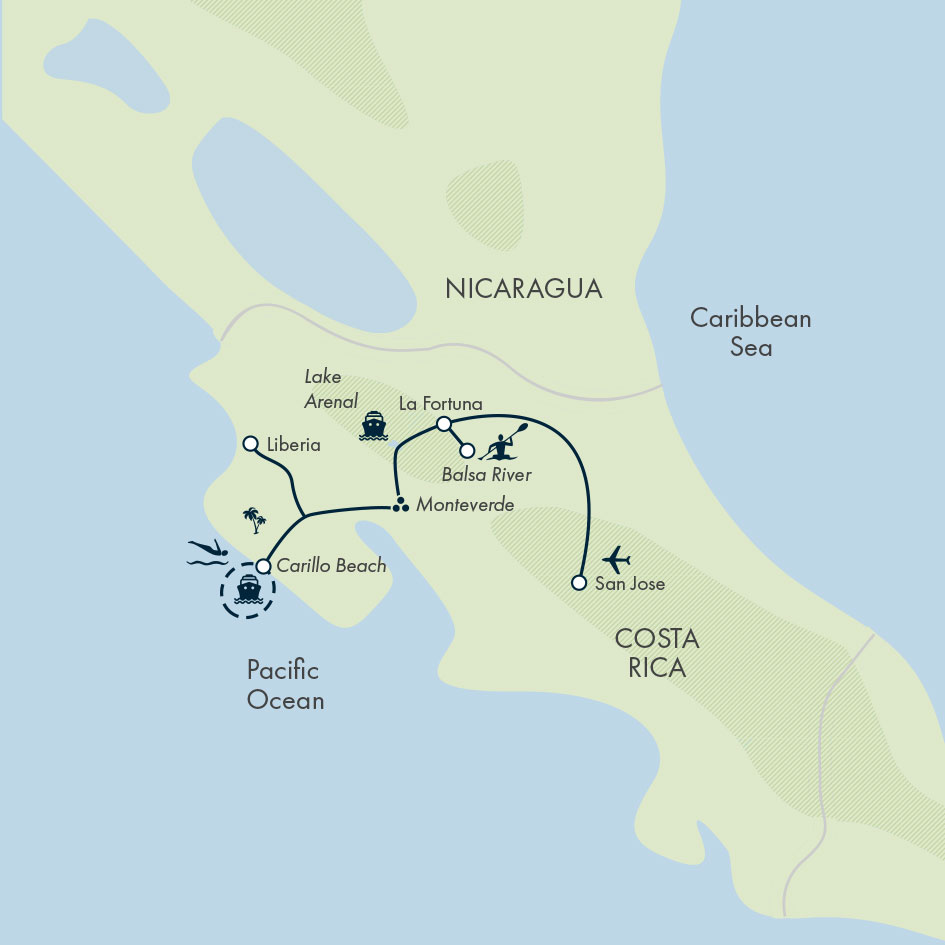 tourhub | Exodus Adventure Travels | Costa Rica Active Escape | Tour Map