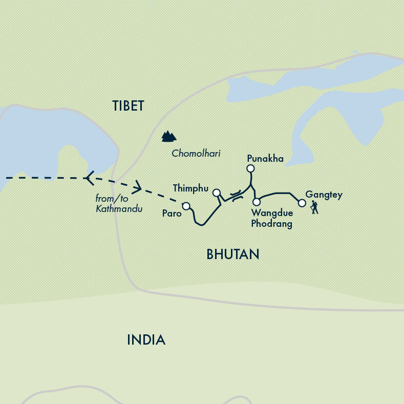 tourhub | Exodus | Festivals of Bhutan - Paro | Tour Map