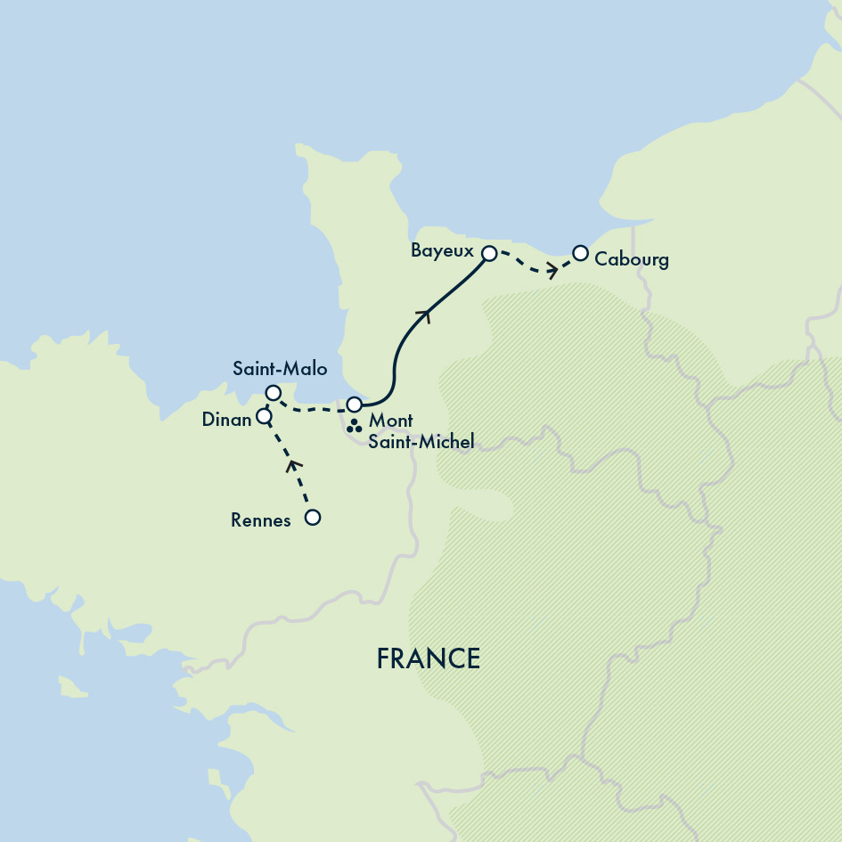 tourhub | Exodus Adventure Travels | Cycle Northern France: Brittany to Normandy | Tour Map