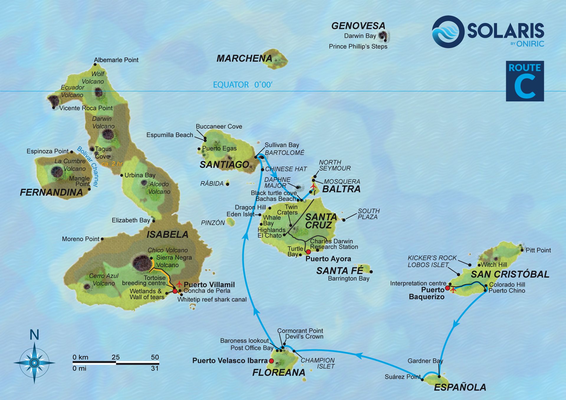tourhub | Exodus Adventure Travels | Galapagos Escape - Solaris (Itinerary C) | Tour Map