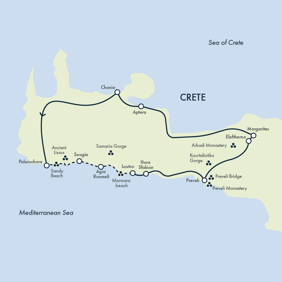 tourhub | Exodus | Walking in Crete | Tour Map