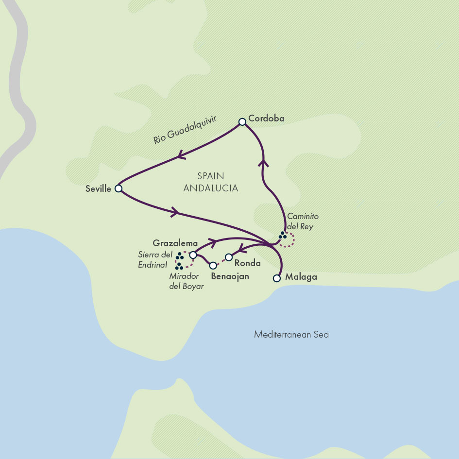 tourhub | Exodus | Andalucia Highlights Walk - Premium Adventure | TFS | Route Map