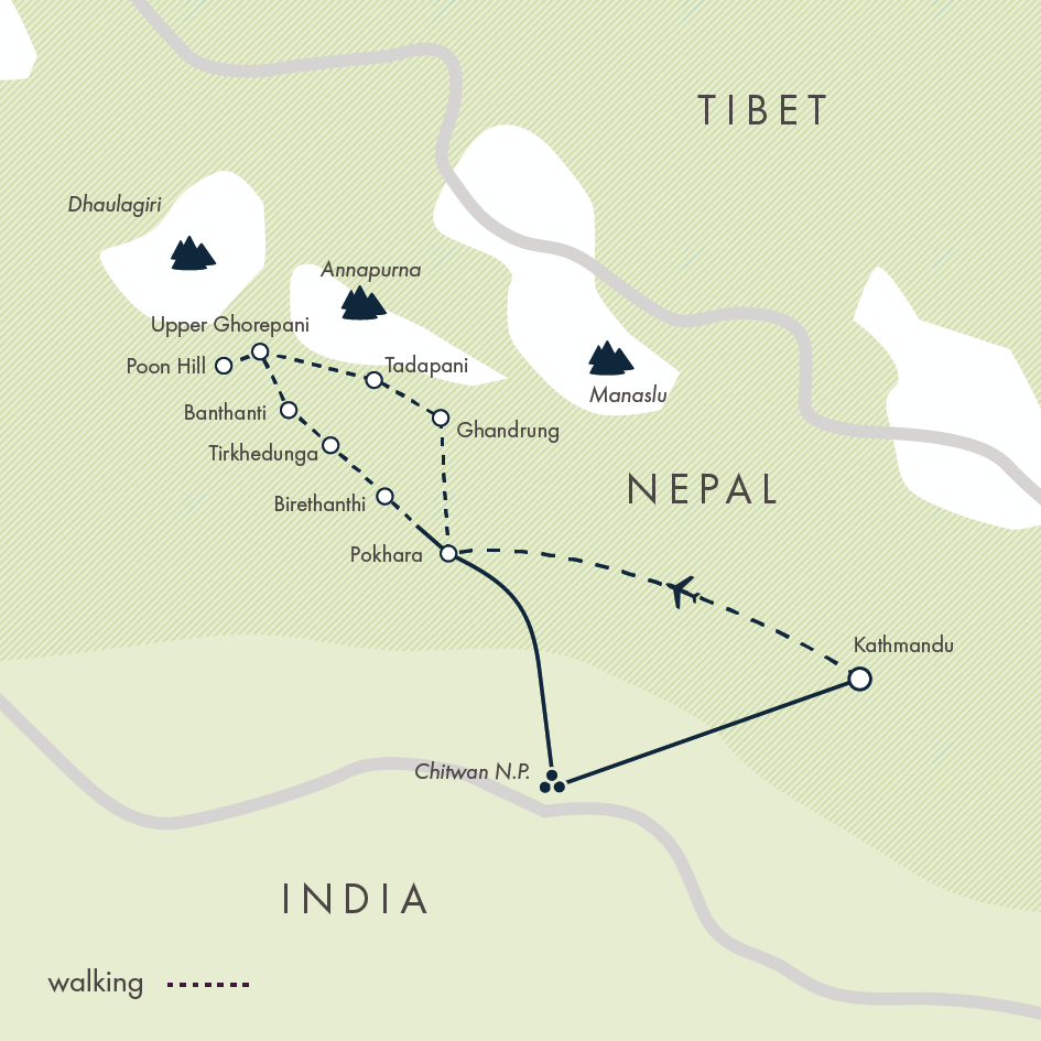 tourhub | Exodus Adventure Travels | Into Nepal: Walks & Wildlife | Tour Map