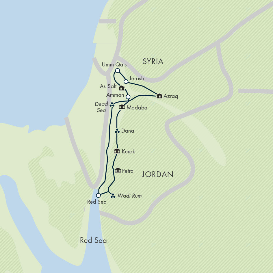 tourhub | Exodus Adventure Travels | Jordan: Culture & Nature In Depth | Tour Map