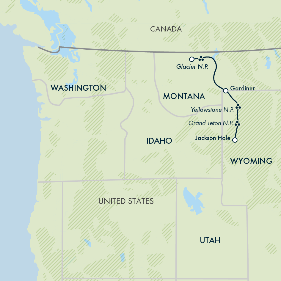 tourhub | Exodus | Yellowstone Walks & Wolves | Tour Map