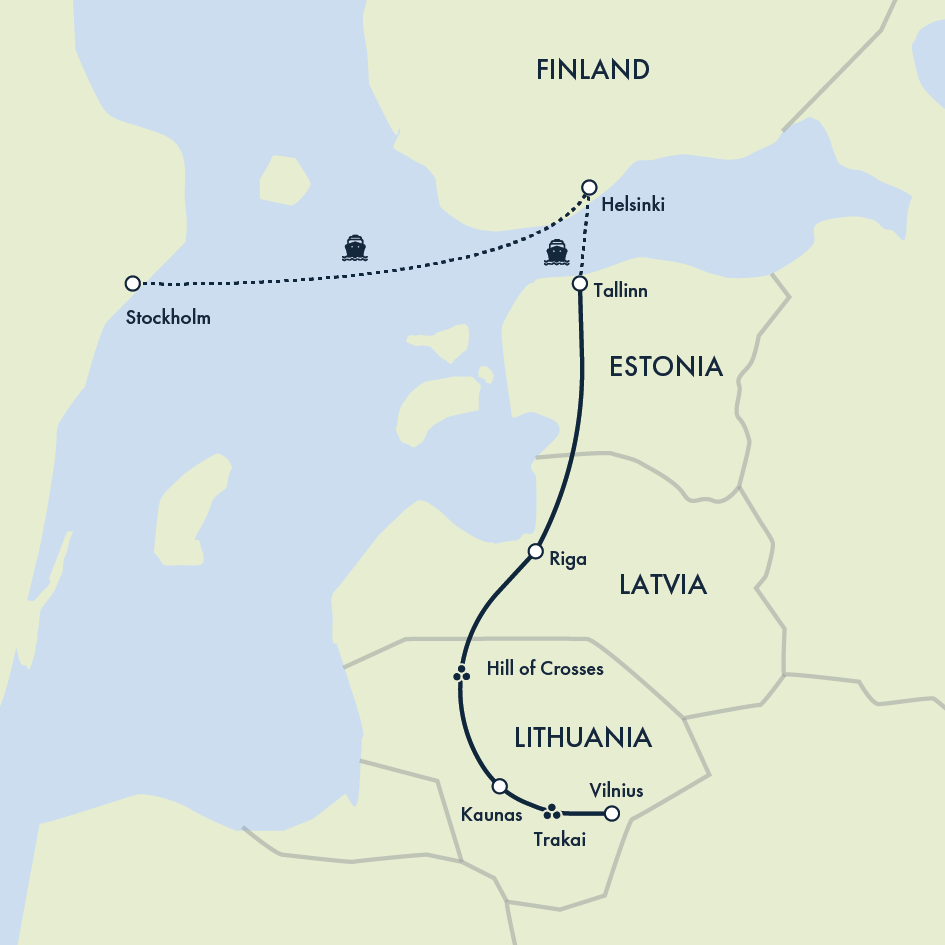 tourhub | Exodus Adventure Travels | Winter in the Baltics, Helsinki & Stockholm | Tour Map