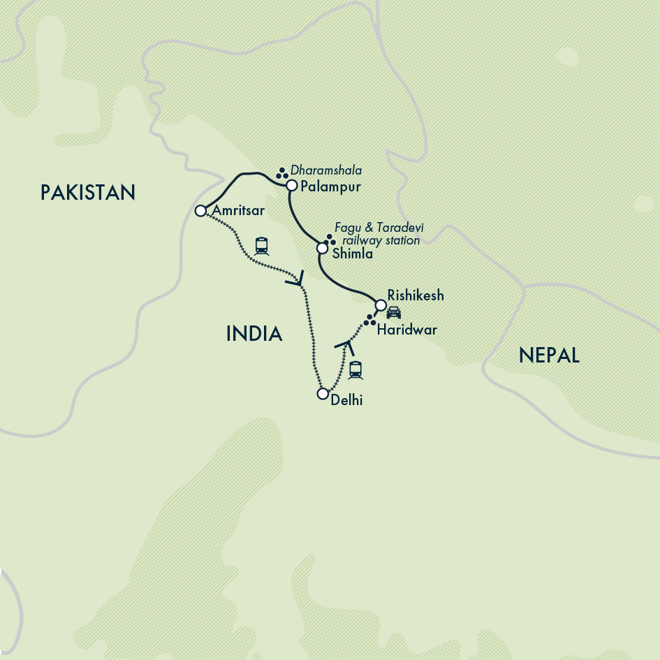 tourhub | Exodus Adventure Travels | Foothills of the Himalaya | Tour Map