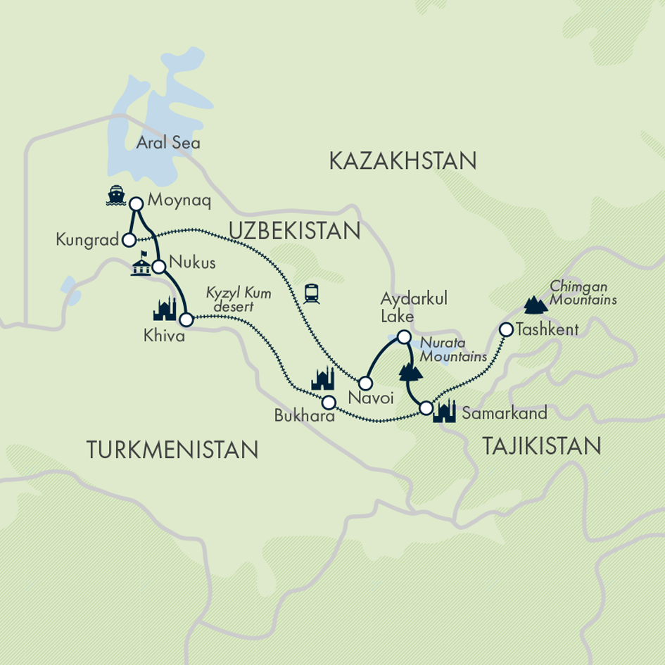 tourhub | Exodus Adventure Travels | Uzbekistan Uncovered | Tour Map